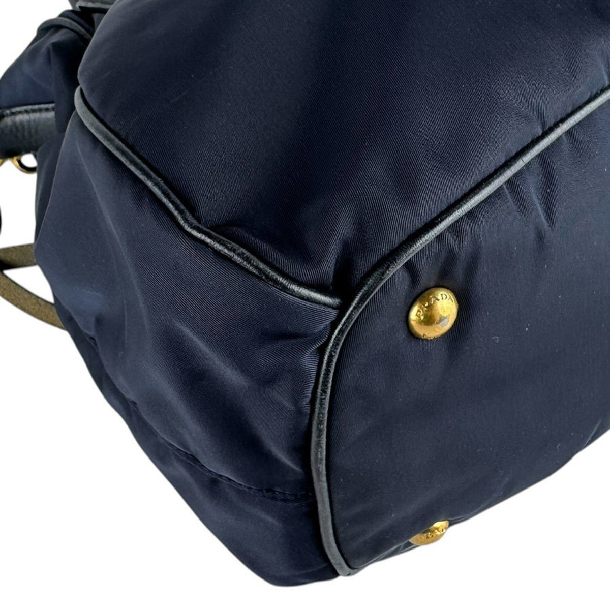 Prada Navy Nylon Leather Handbag Shoulder Bag (Pre-Owned)