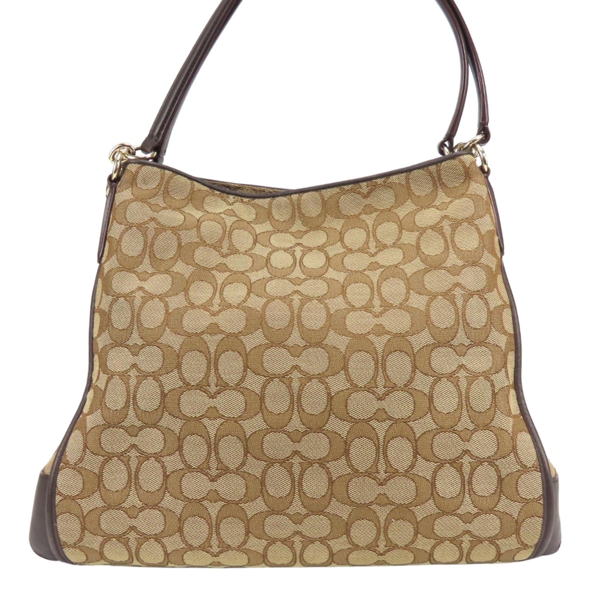 Coach Beige Brown Signature Line Tote Bag (Pre-Owned)