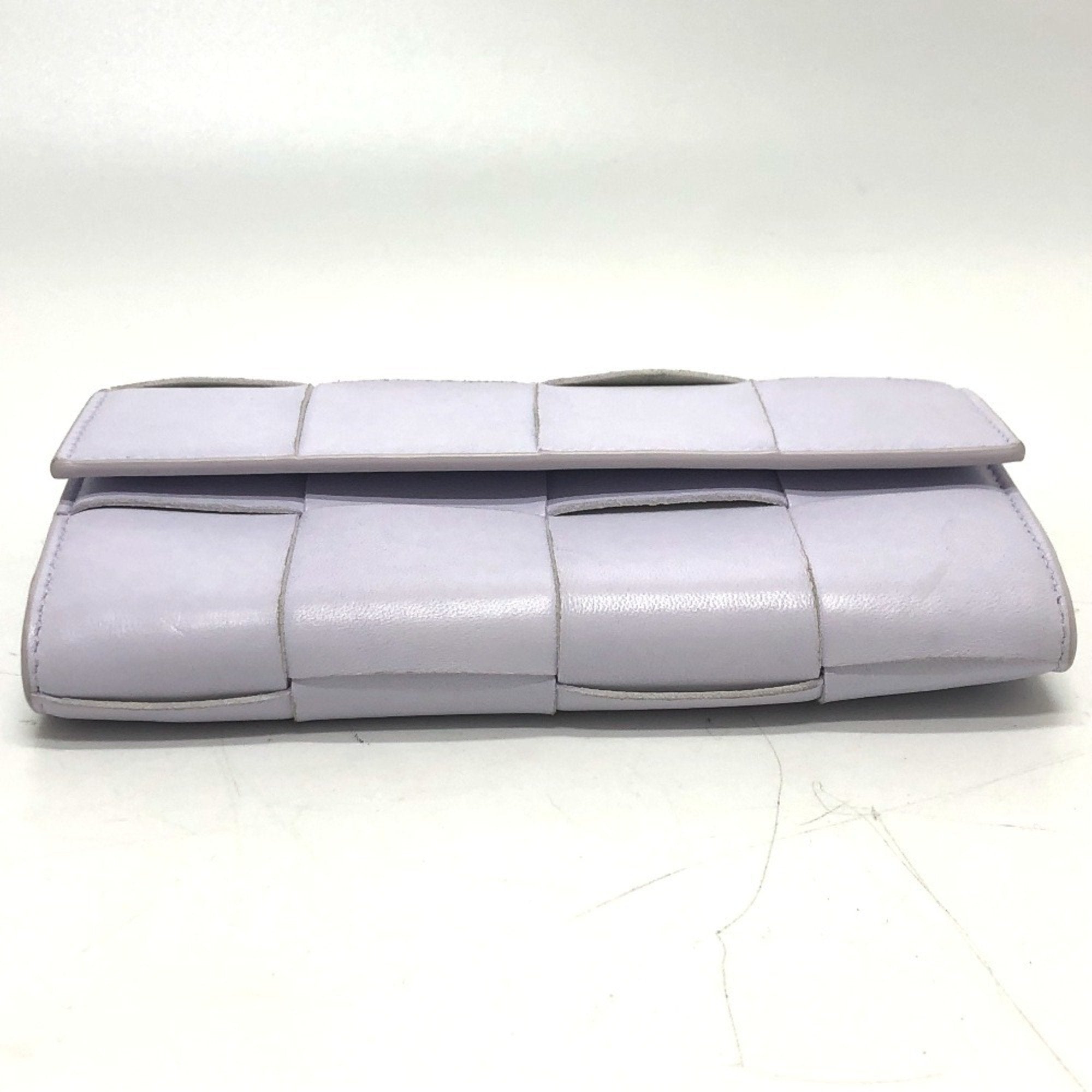 Bottega Veneta Purple Leather Long Wallet (Bi-Fold) (Pre-Owned)