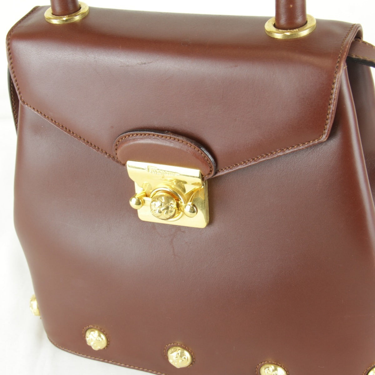 Salvatore Ferragamo Brown Leather Shoulder Bag (Pre-Owned)