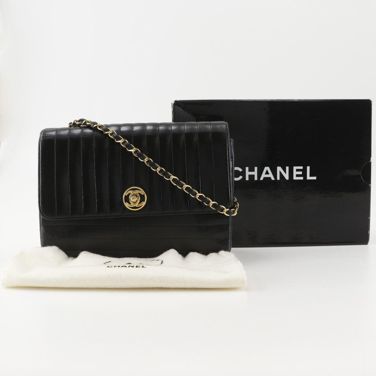 Chanel Mademoiselle Black Leather Shoulder Bag (Pre-Owned)