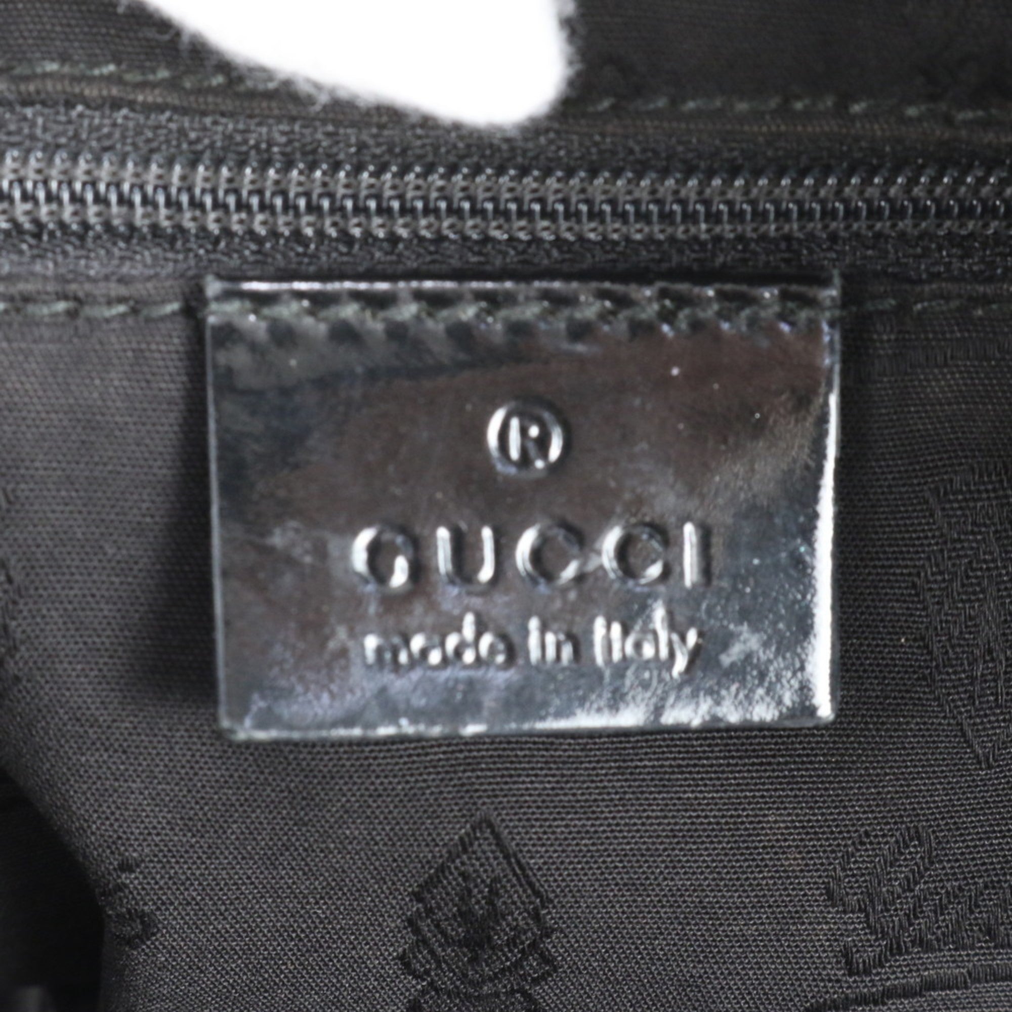 Gucci Black Leather Canvas Tote Bag (Pre-Owned)