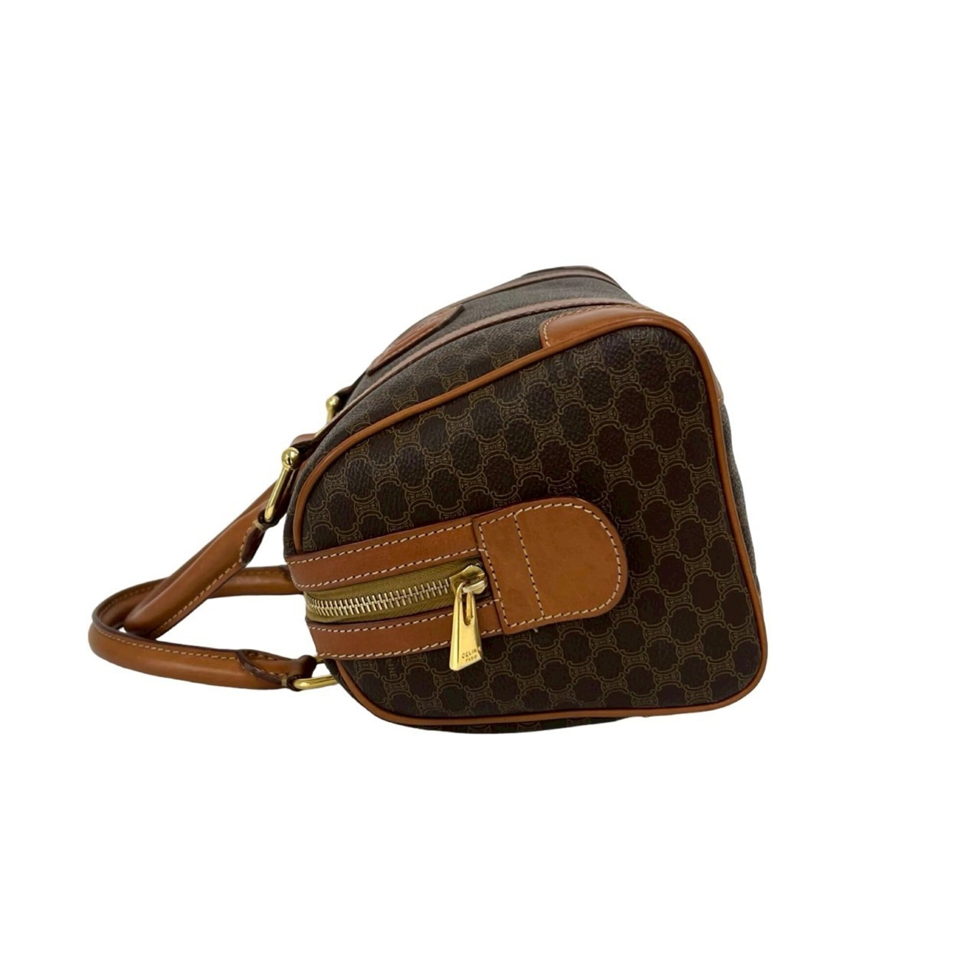 Celine Brown Pvc Leather Boston Bag Handbag (Pre-Owned)
