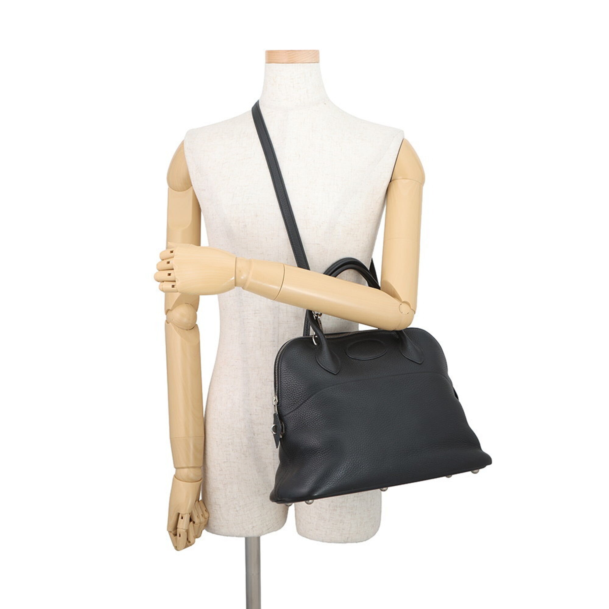 Hermes Bolide Black Taurillon Clemence Leather Handbag (Pre-Owned)