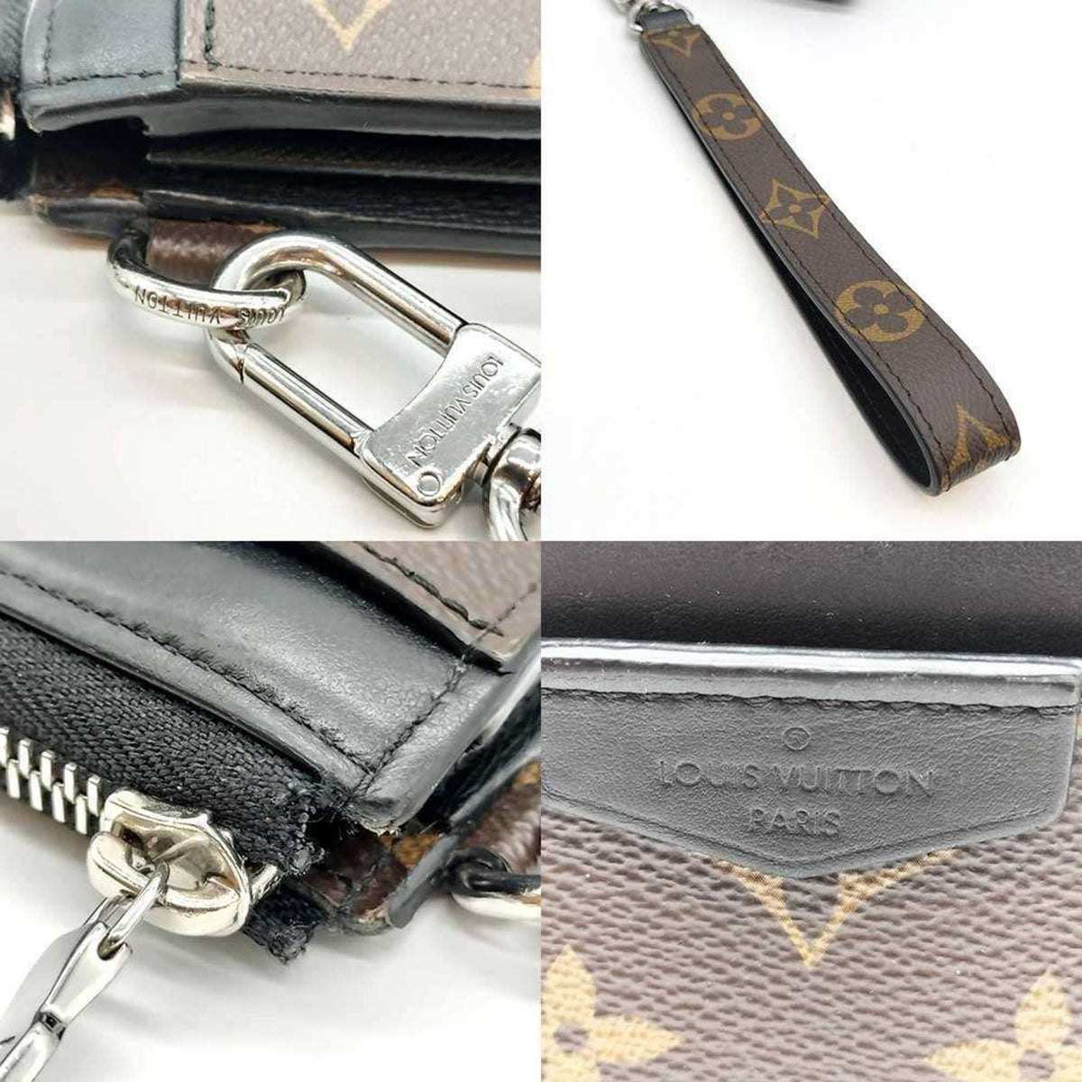Louis Vuitton Monogram Macassar Black Brown Long Wallet (Bi-Fold) (Pre-Owned)
