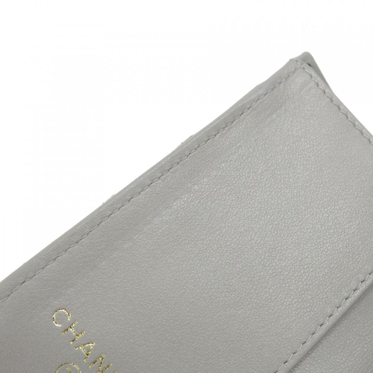 Chanel Gray Grained Calfskin Wallet (Tri-Fold) (Pre-Owned)