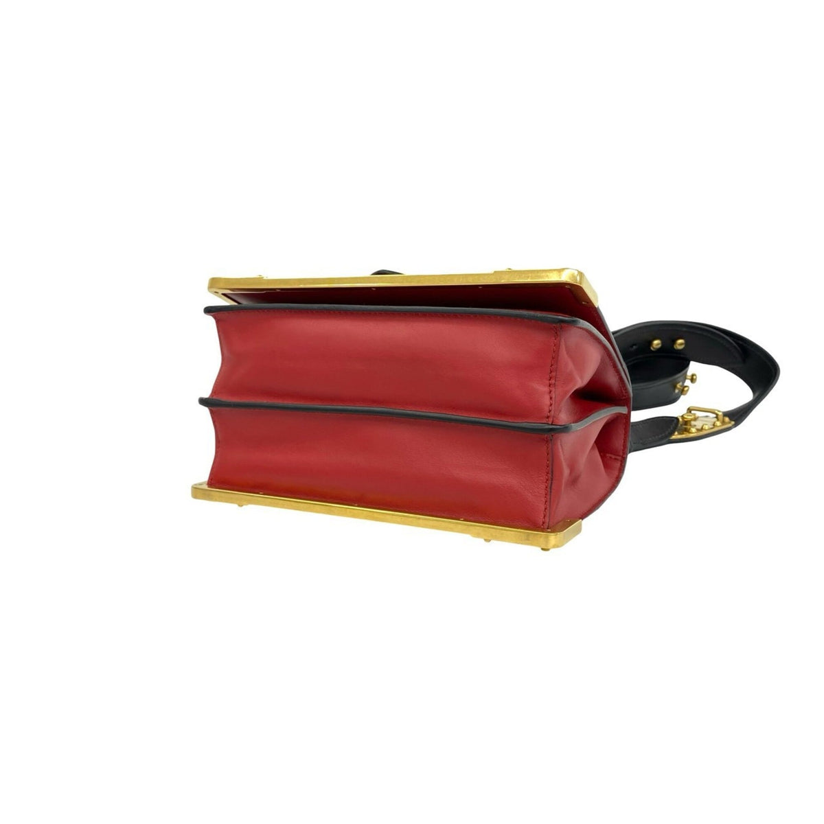 Prada Black Gold Red Color Leather Pochette Shoulder Bag (Pre-Owned)