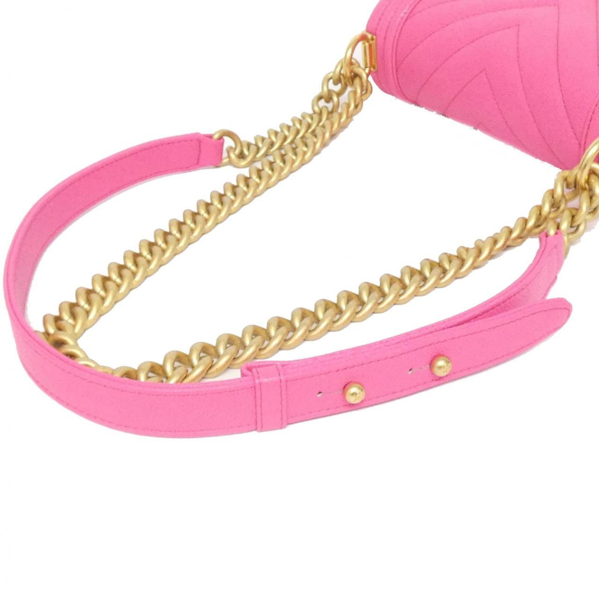 Chanel Pink Grained Calfskin Shoulder Bag (Pre-Owned)