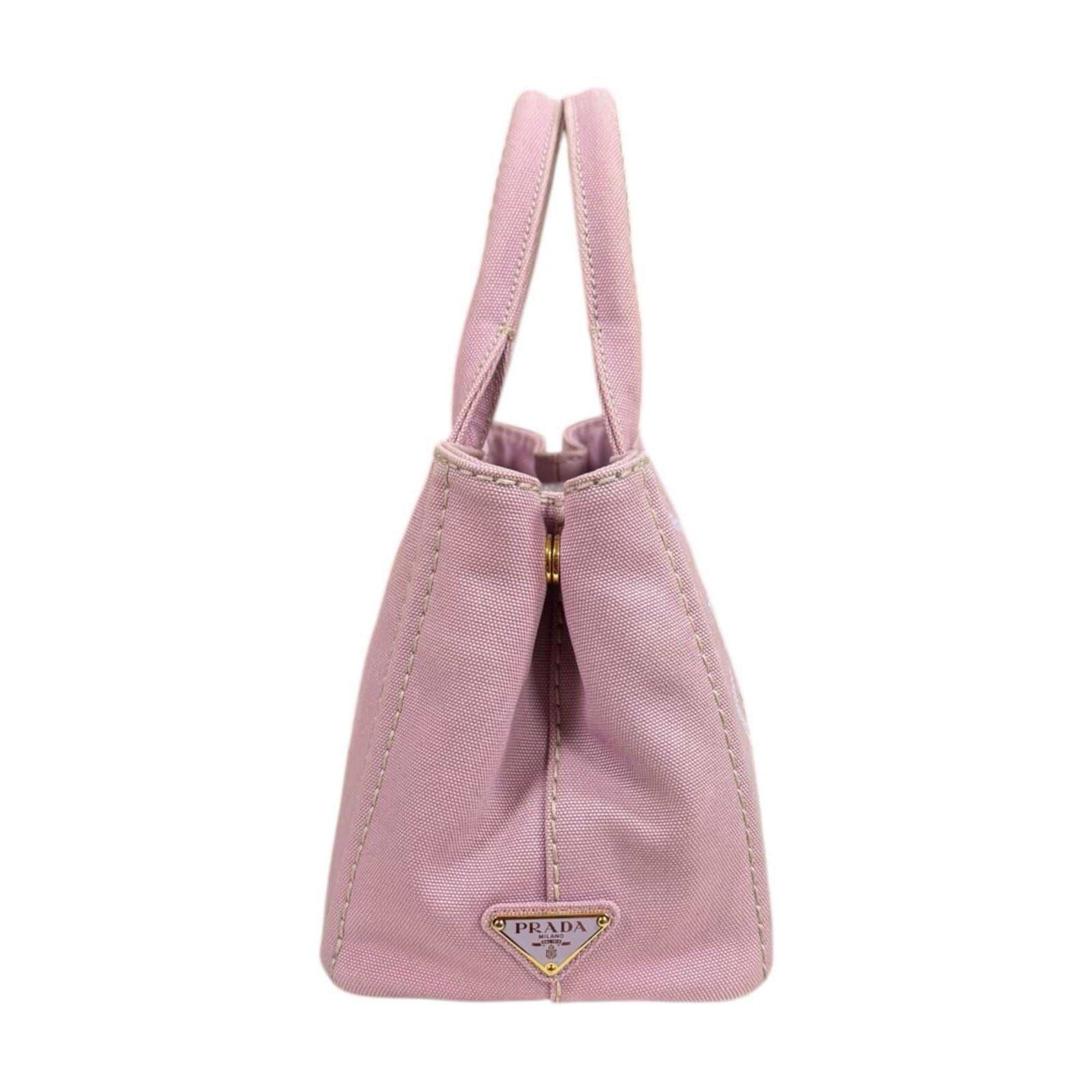 Prada Bianco Pink Canvas Shoulder Bag (Pre-Owned)