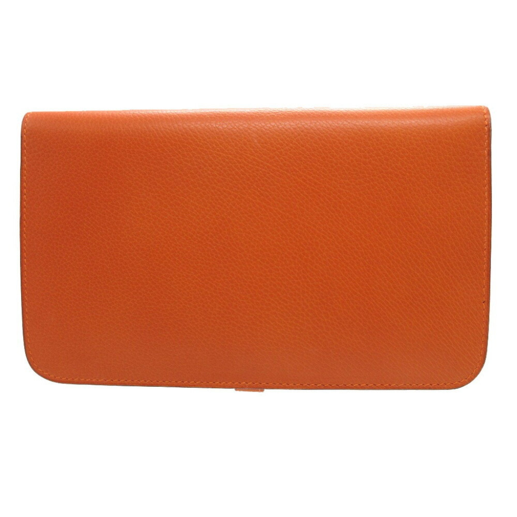 Hermes Orange Togo Leather Long Wallet (Bi-Fold) (Pre-Owned)