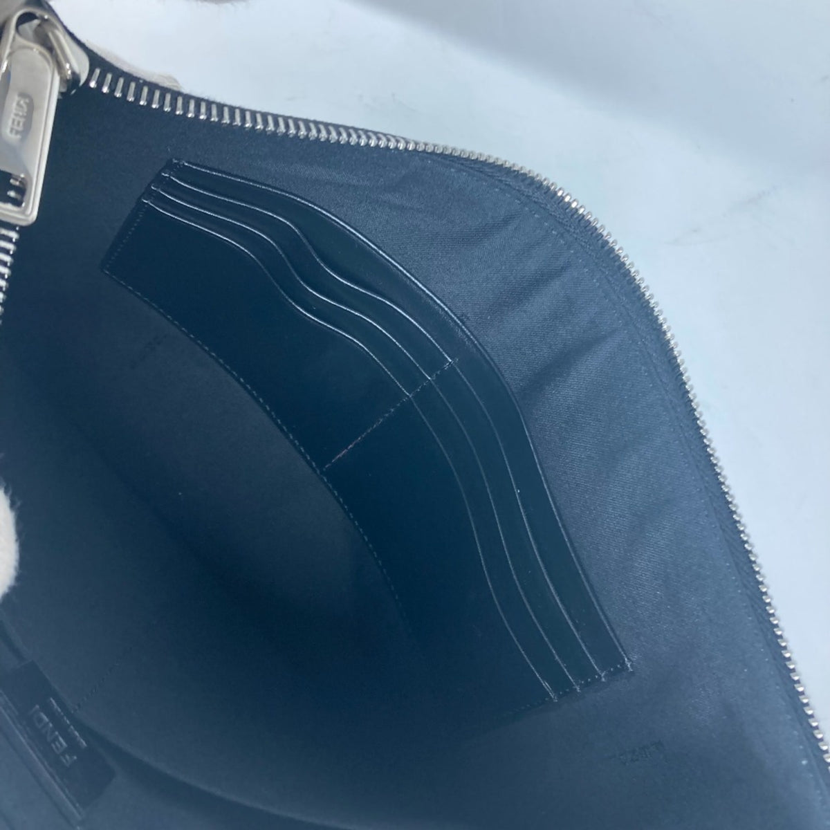 Fendi Black Gray Yellow Leather Clutch Bag Pouch (Pre-Owned)