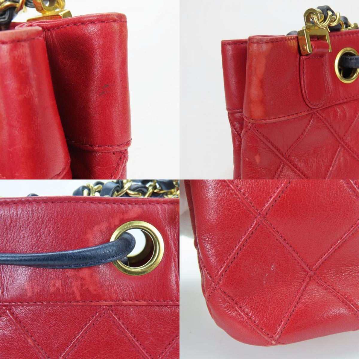 Chanel Bicolor Red Color Leather Shoulder Bag (Pre-Owned)