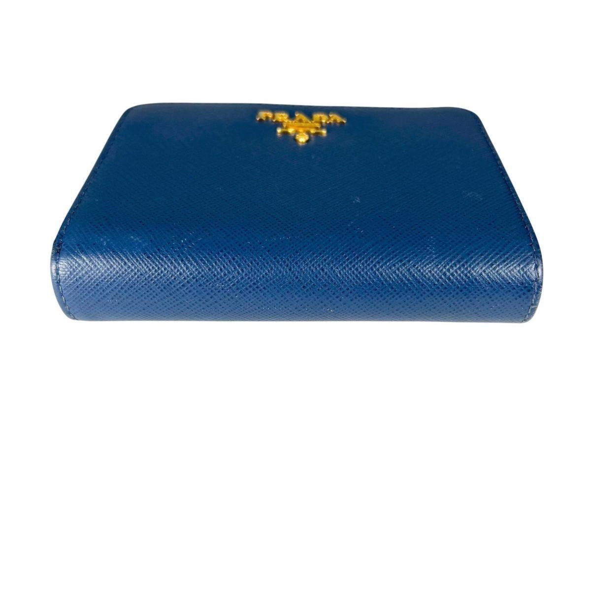 Prada Saffiano Blue Leather Wallet (Bi-Fold) (Pre-Owned)