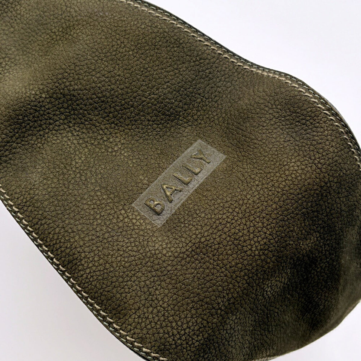 Bally Green Khaki Suede Leather Shoulder Bag Tote Bag (Pre-Owned)