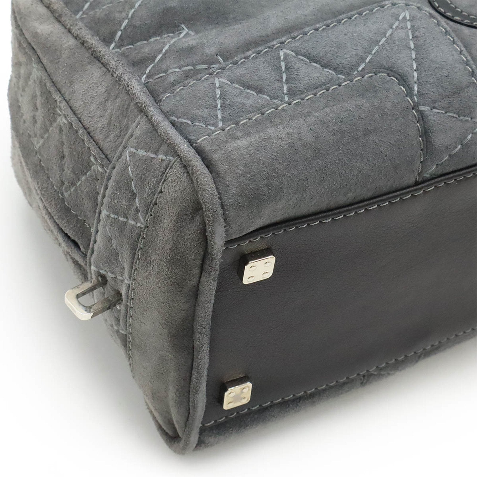 Loewe Black Gray Suede Leather Boston Bag Handbag (Pre-Owned)