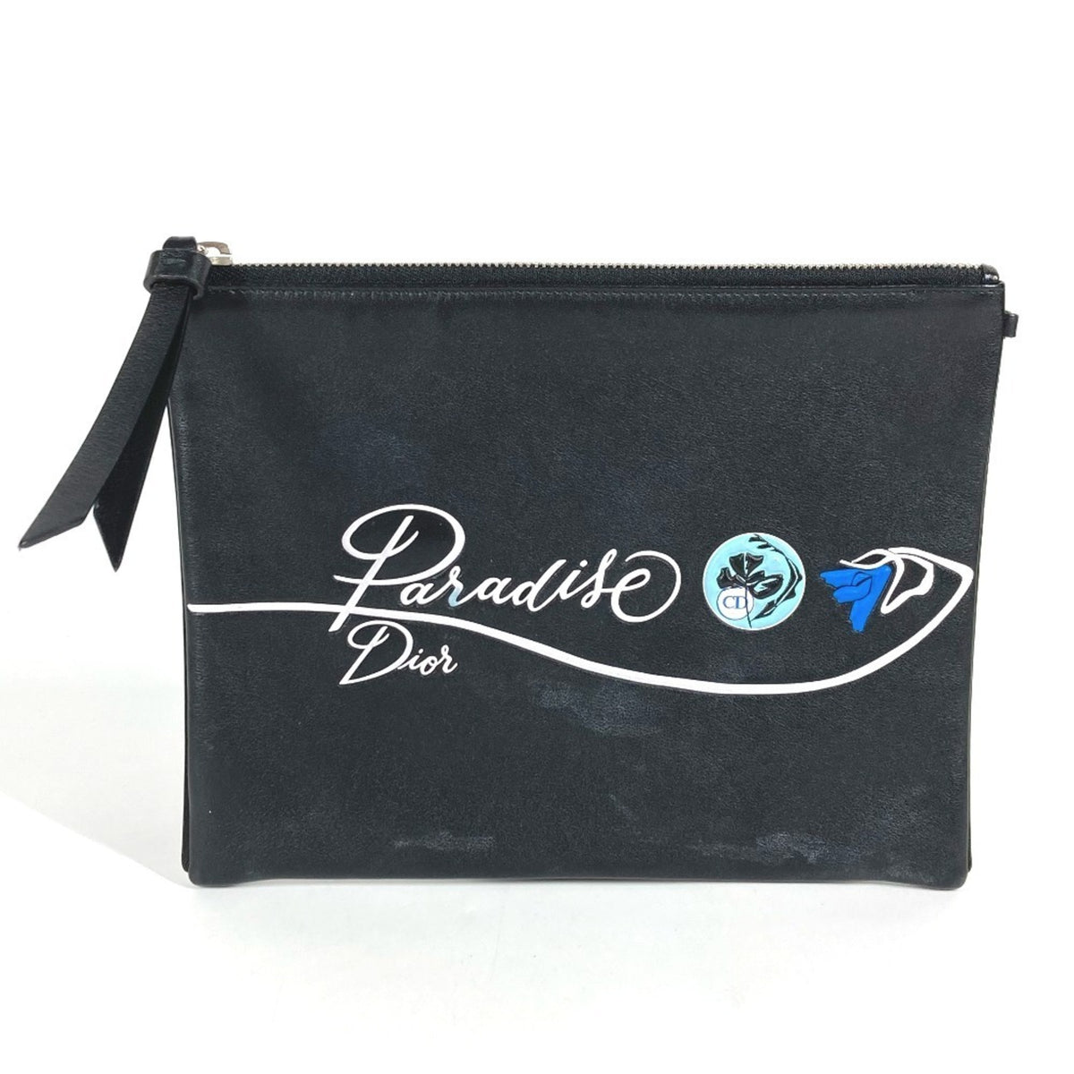 Christian Dior Black Leather Clutch Bag Pouch (Pre-Owned)