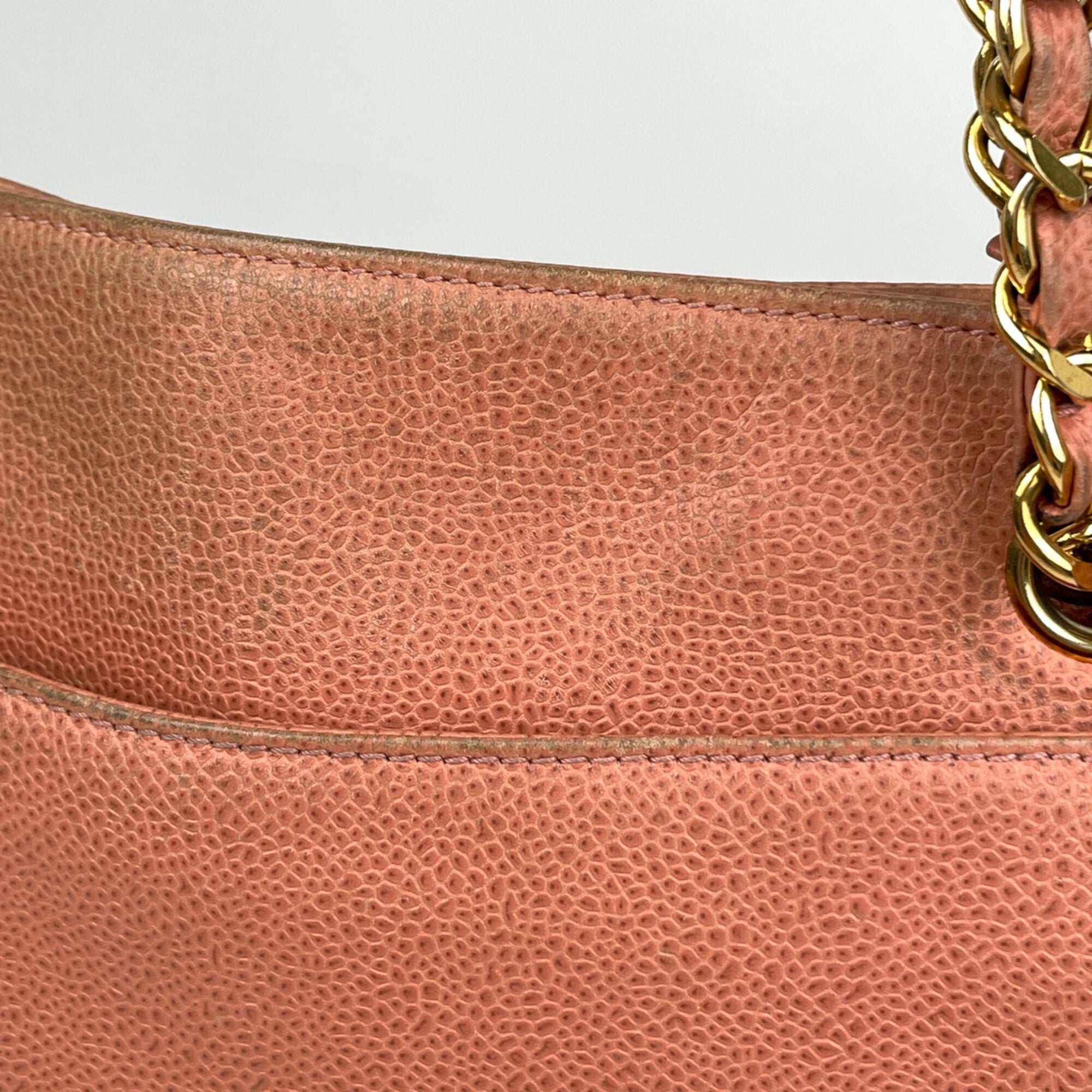 Chanel Salmon Pink Grained Calfskin Shoulder Bag Tote Bag (Pre-Owned)