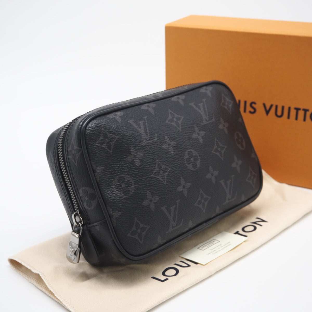 Louis Vuitton Black Gray Monogram Eclipse Pouch (Pre-Owned)