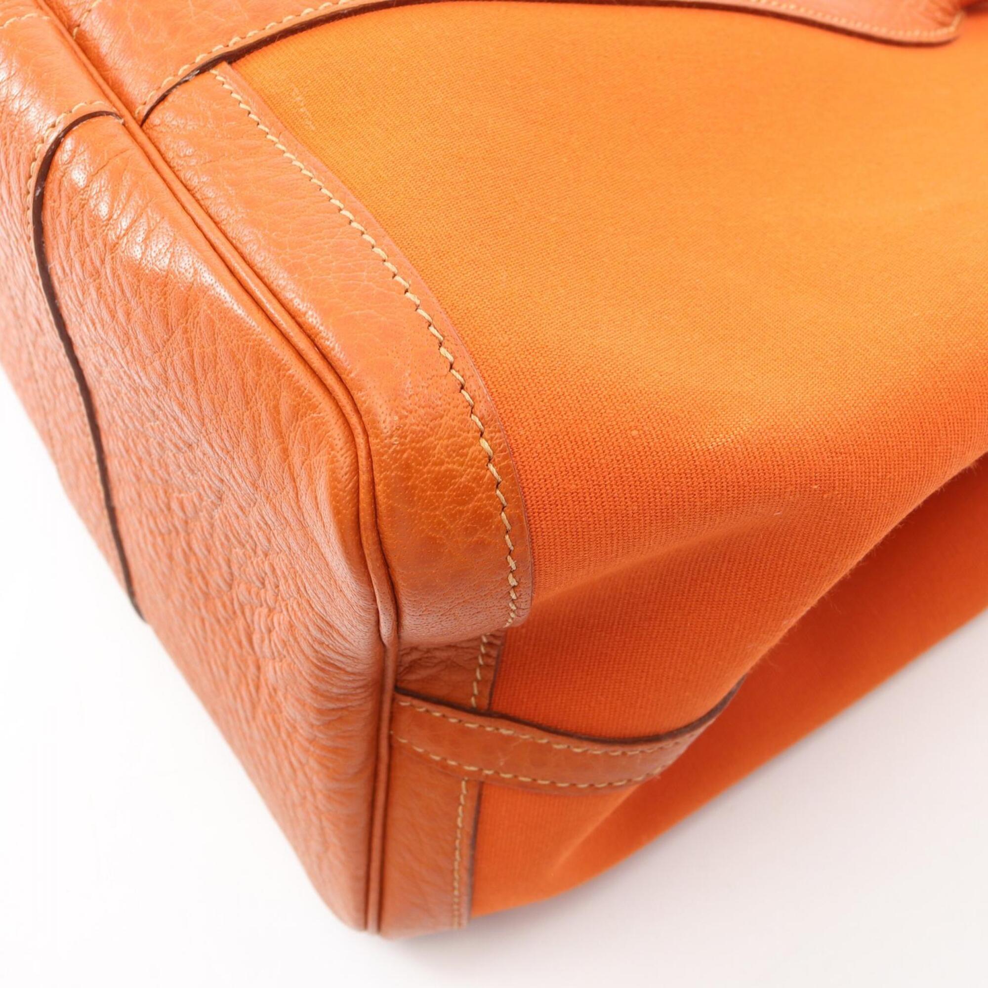Hermes Brown Buffalo Leather Toile Officier Handbag Tote Bag (Pre-Owned)