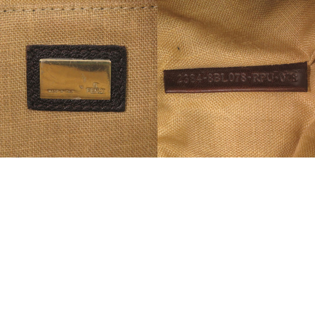 Fendi Brown Leather Canvas Handbag (Pre-Owned)