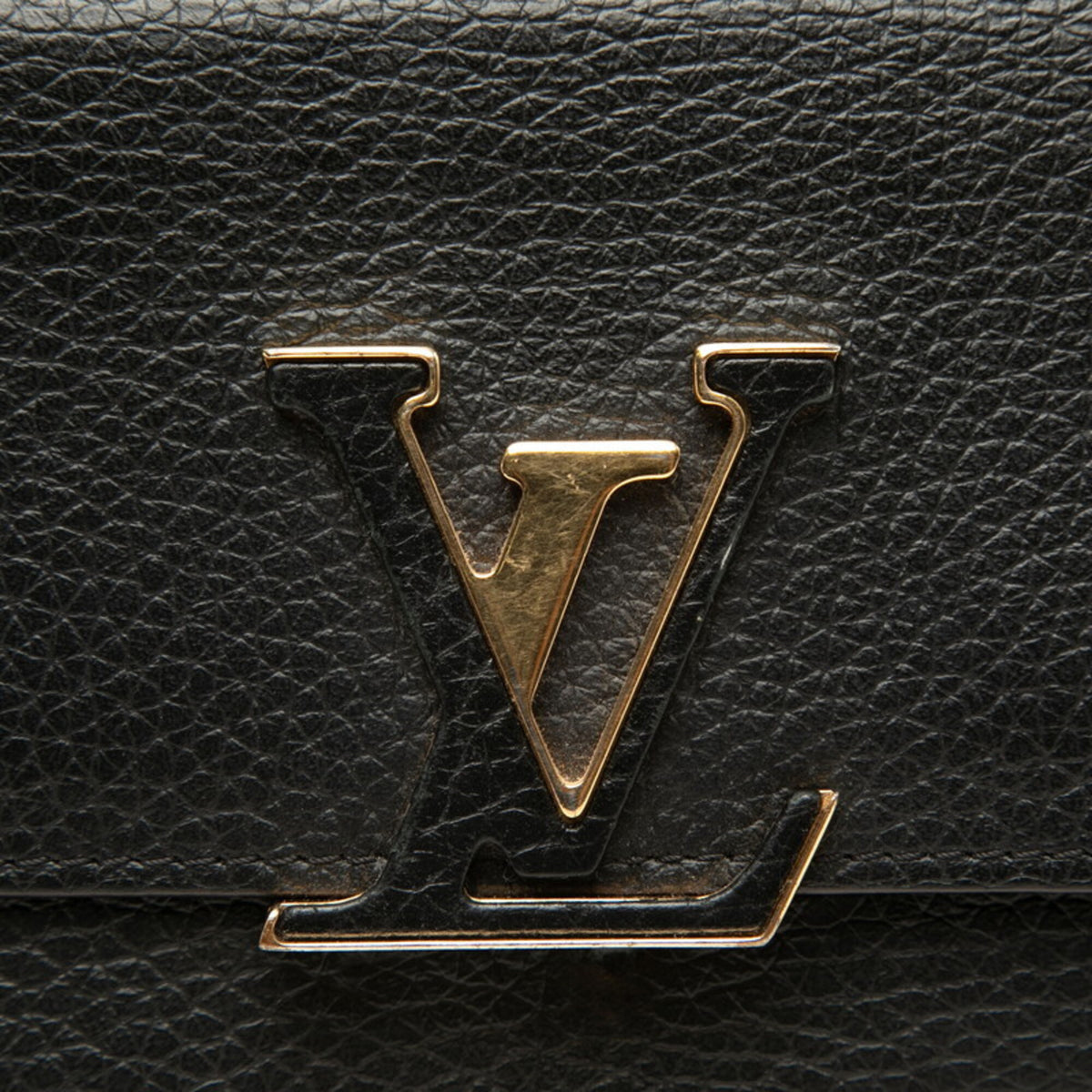 Louis Vuitton Black Noir Leather Long Wallet (Bi-Fold) (Pre-Owned)