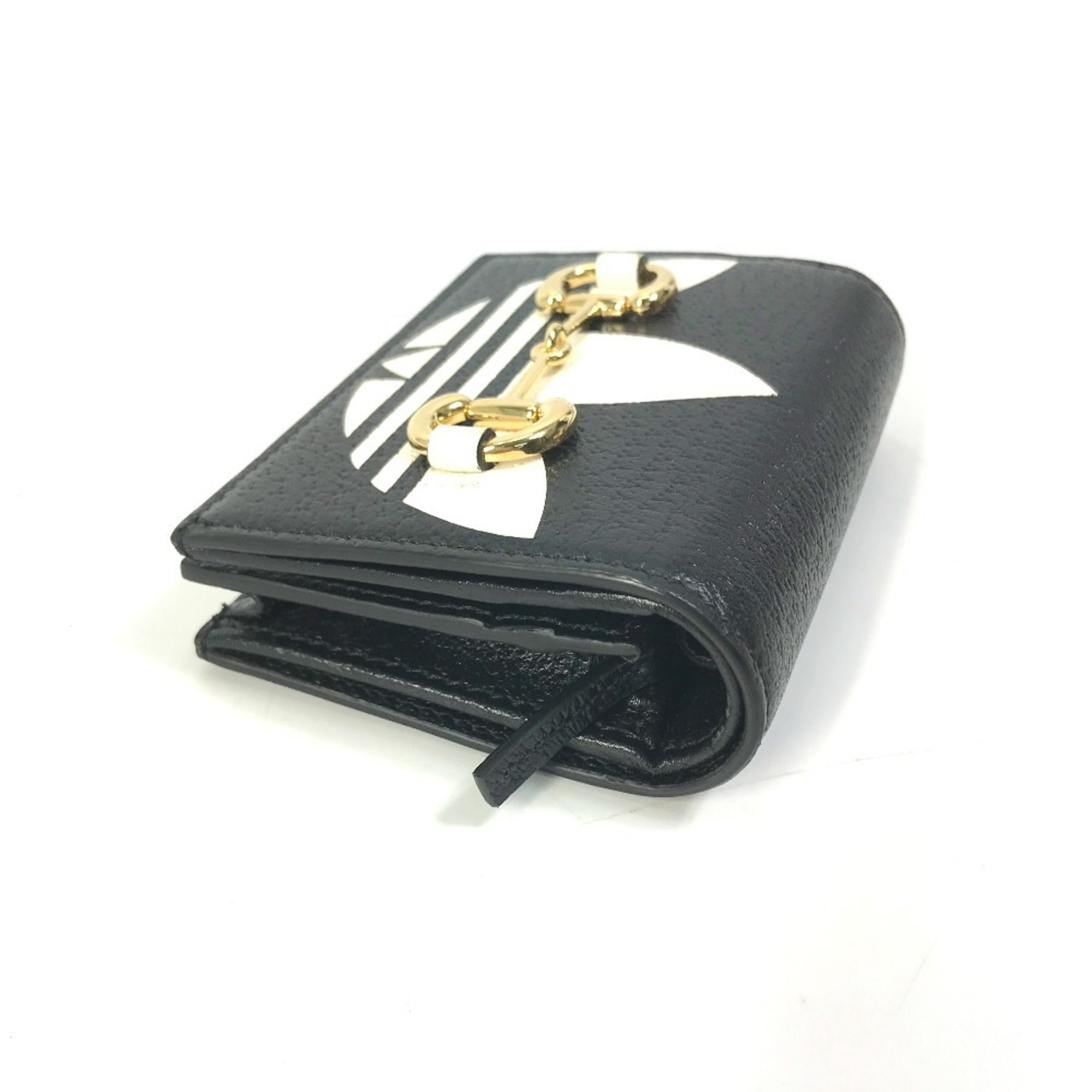 Gucci Black White Leather Chain/Shoulder Wallet (Pre-Owned)