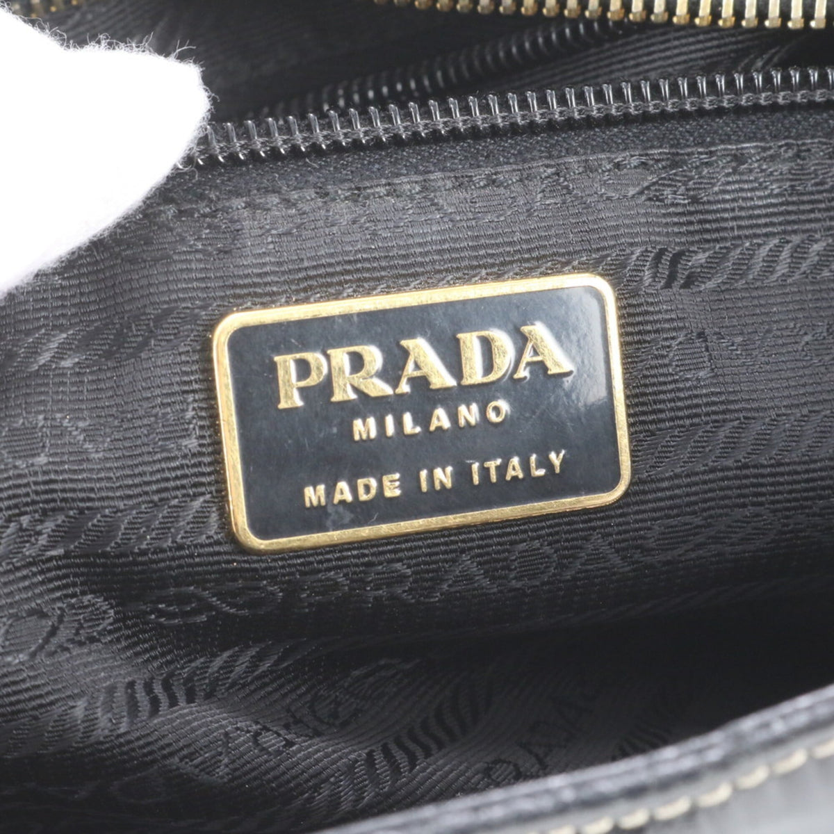 Prada Black Leather Coated Canvas Handbag Shoulder Bag Tote Bag (Pre-Owned)