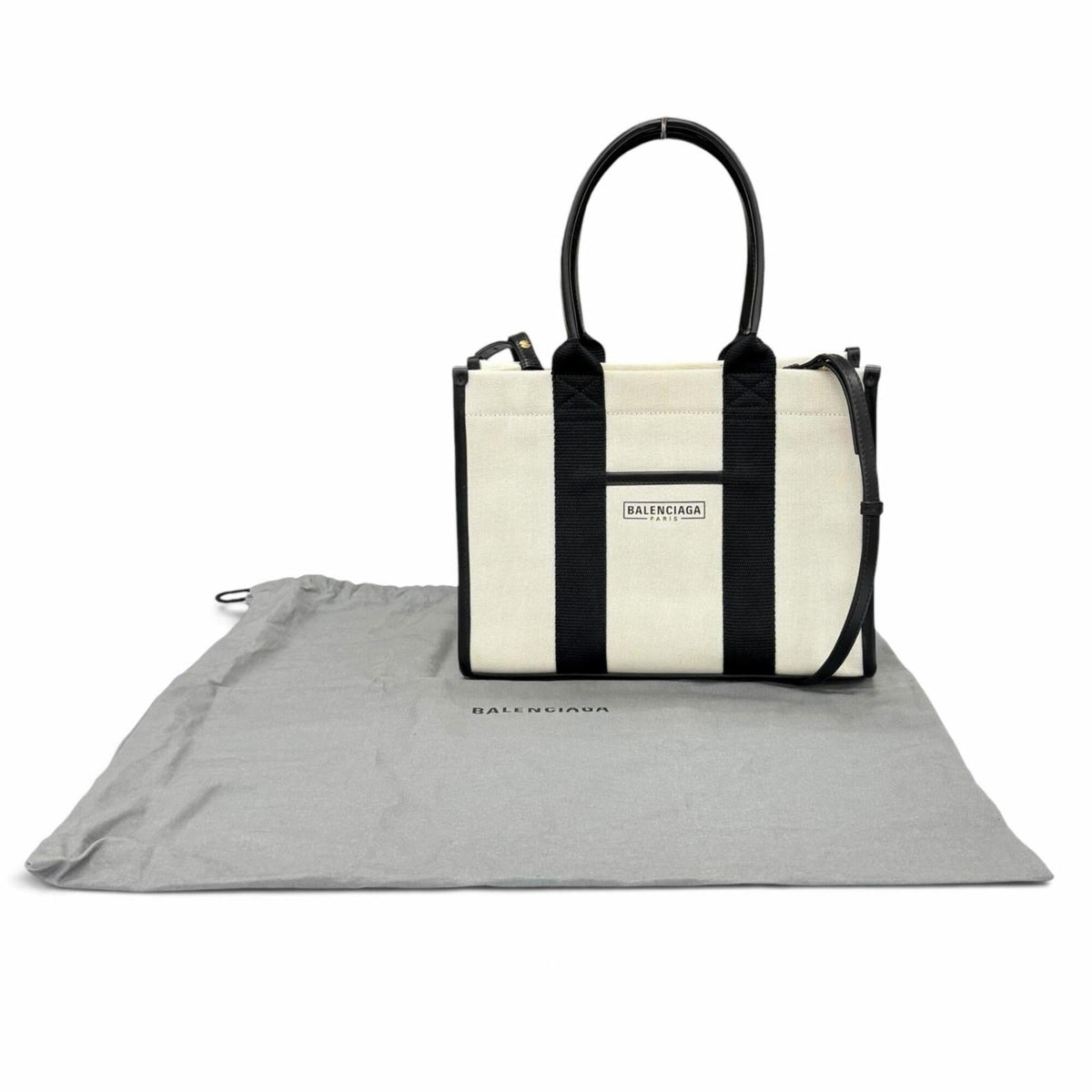 Balenciaga Black Ivory Canvas Leather Handbag (Pre-Owned)