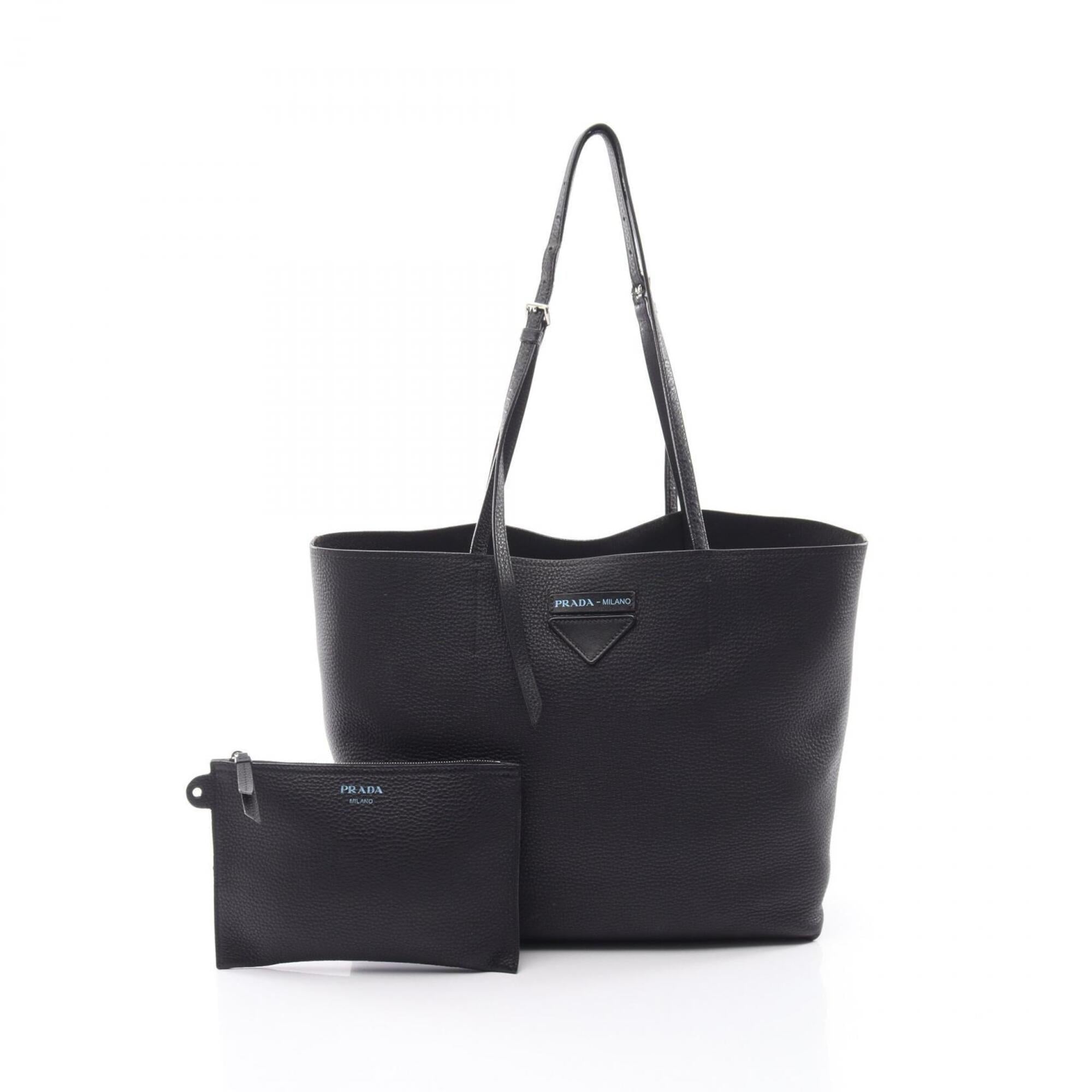 Prada Black Leather Handbag Tote Bag (Pre-Owned)
