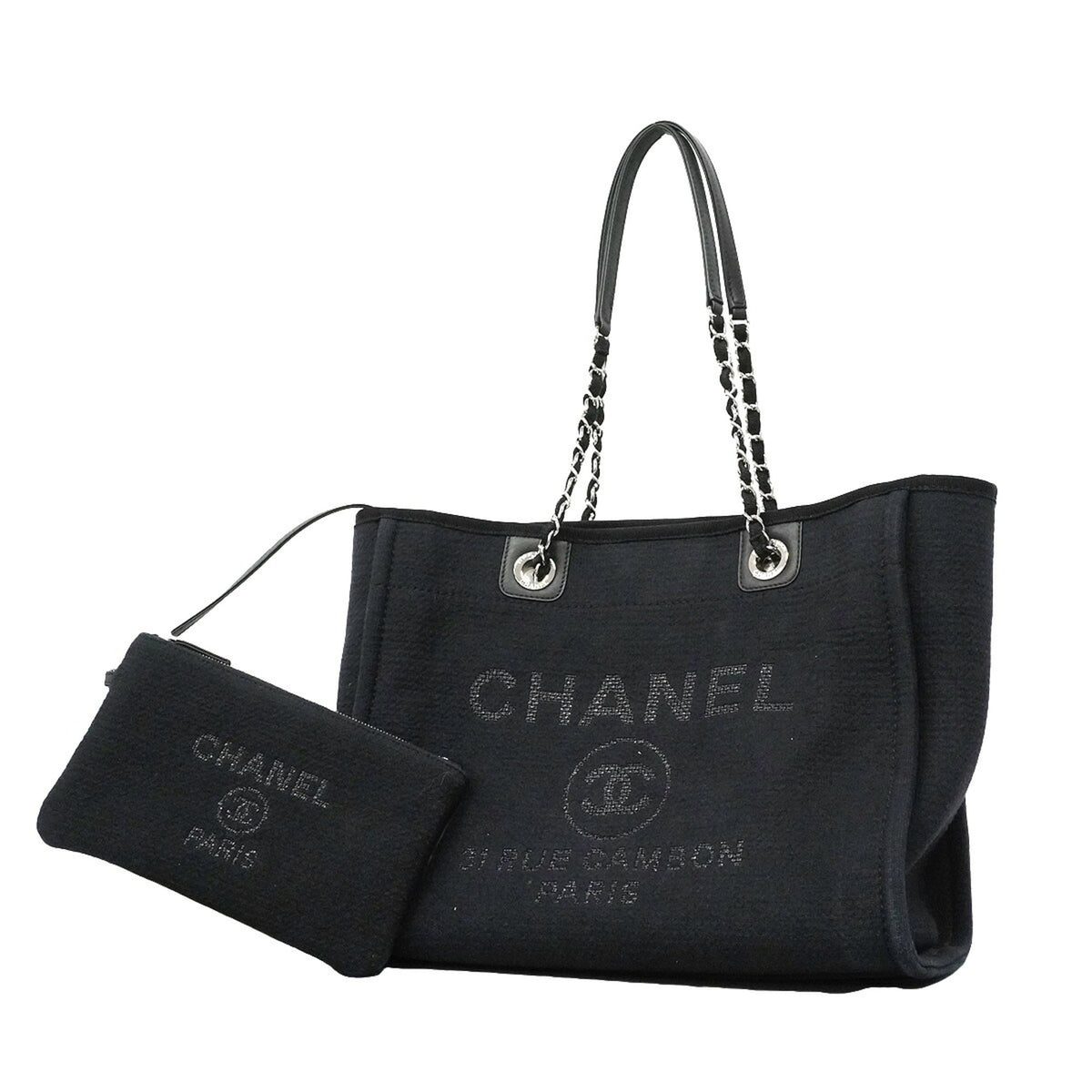 Chanel Black Canvas Tote Bag (Pre-Owned)