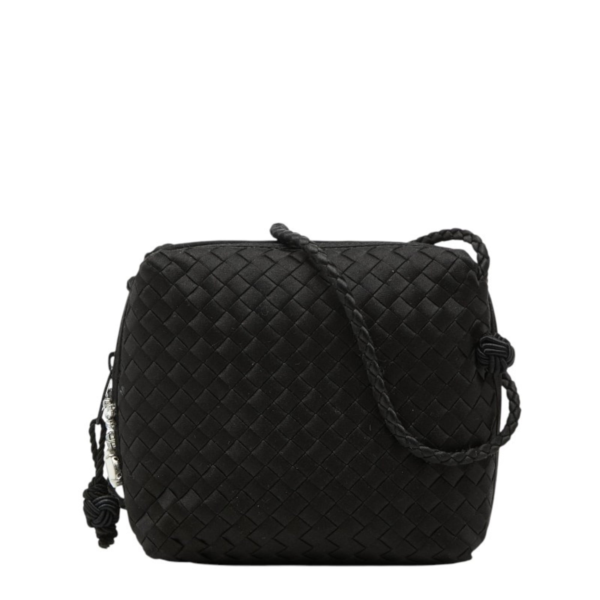 Bottega Veneta Black Satin Shoulder Bag (Pre-Owned)