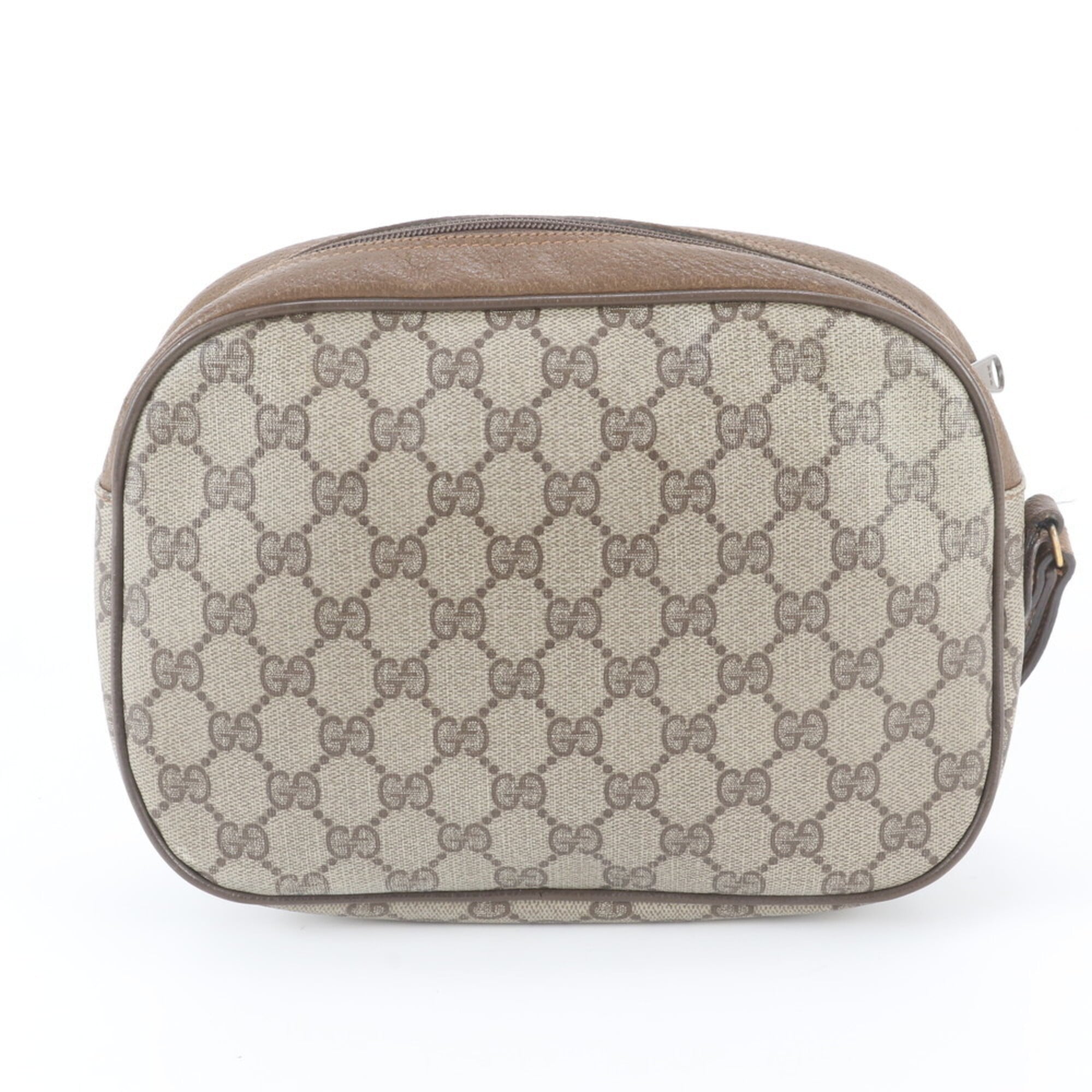 Gucci Beige Leather Coated Canvas Clutch Bag Pouch (Pre-Owned)