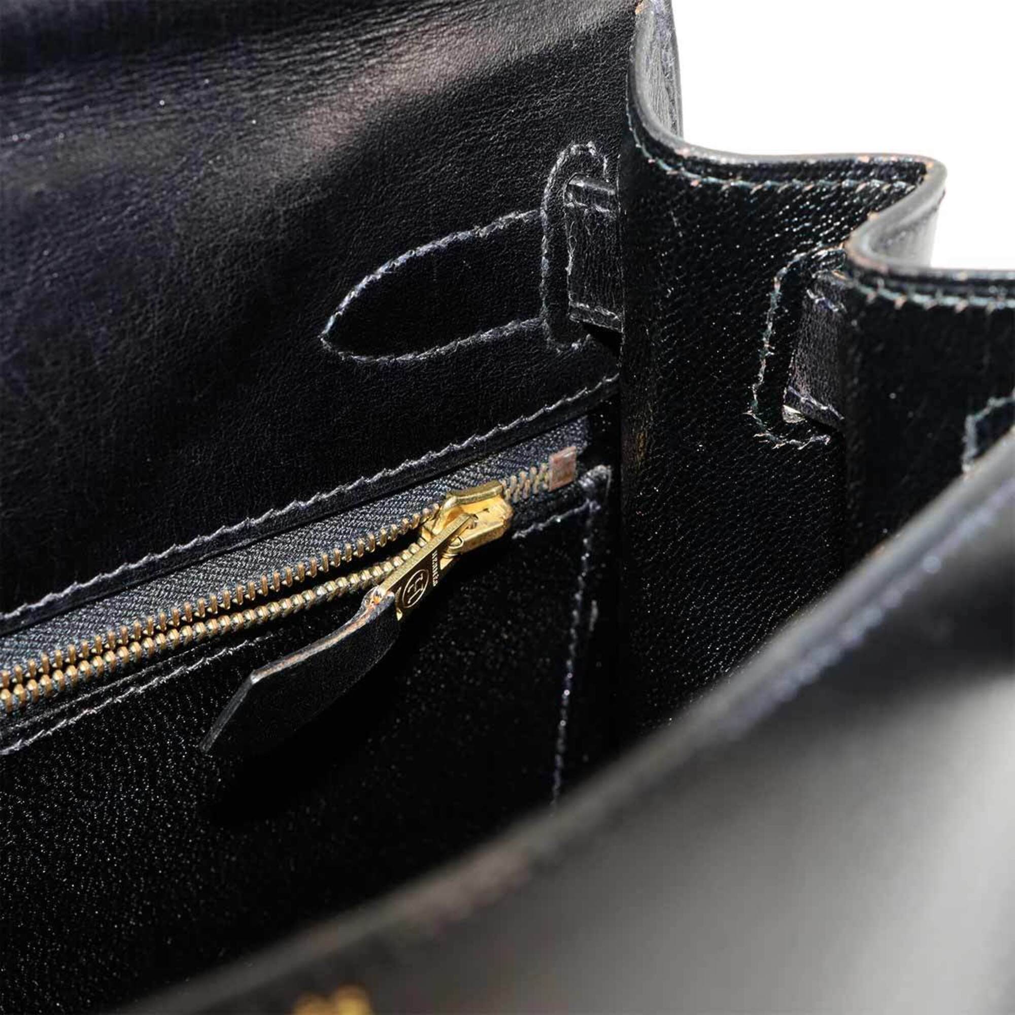 Hermes Black Box Calf Leather Handbag (Pre-Owned)