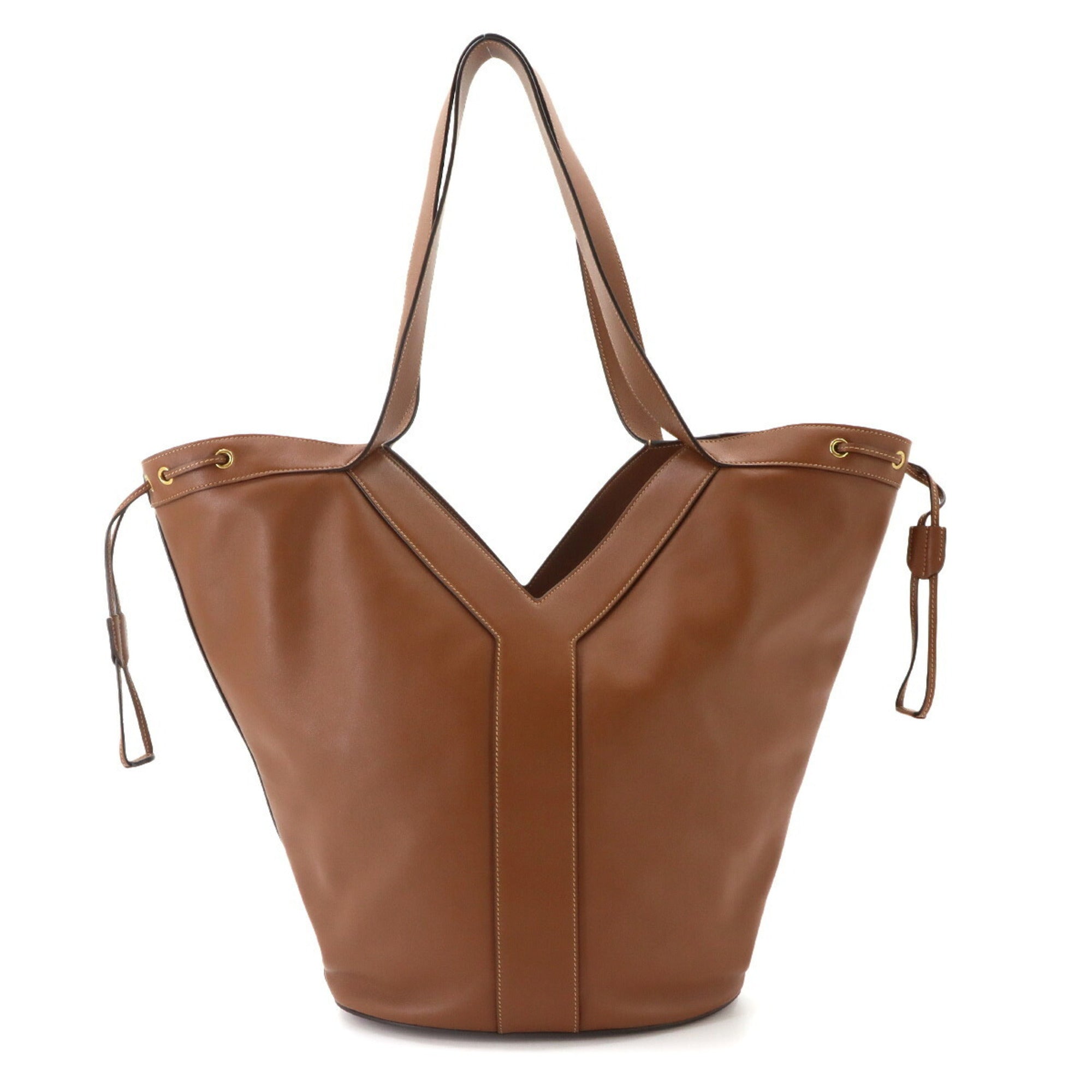 Saint Laurent Brown Leather Handbag Tote Bag (Pre-Owned)
