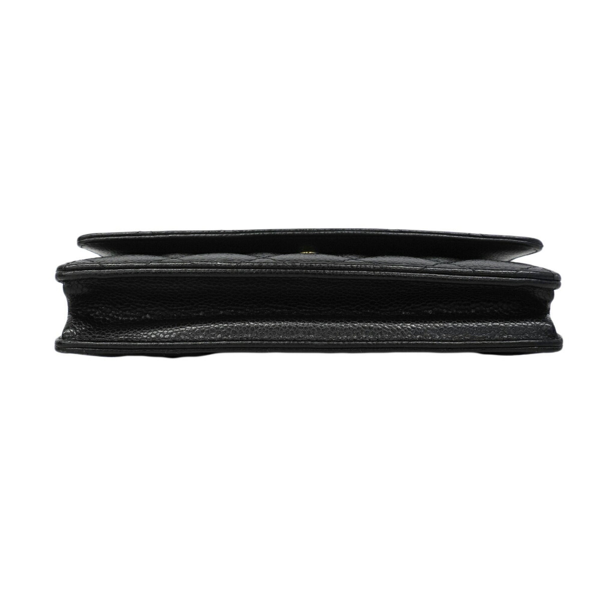 Chanel Black Grained Calfskin Chain/Shoulder Wallet (Pre-Owned)