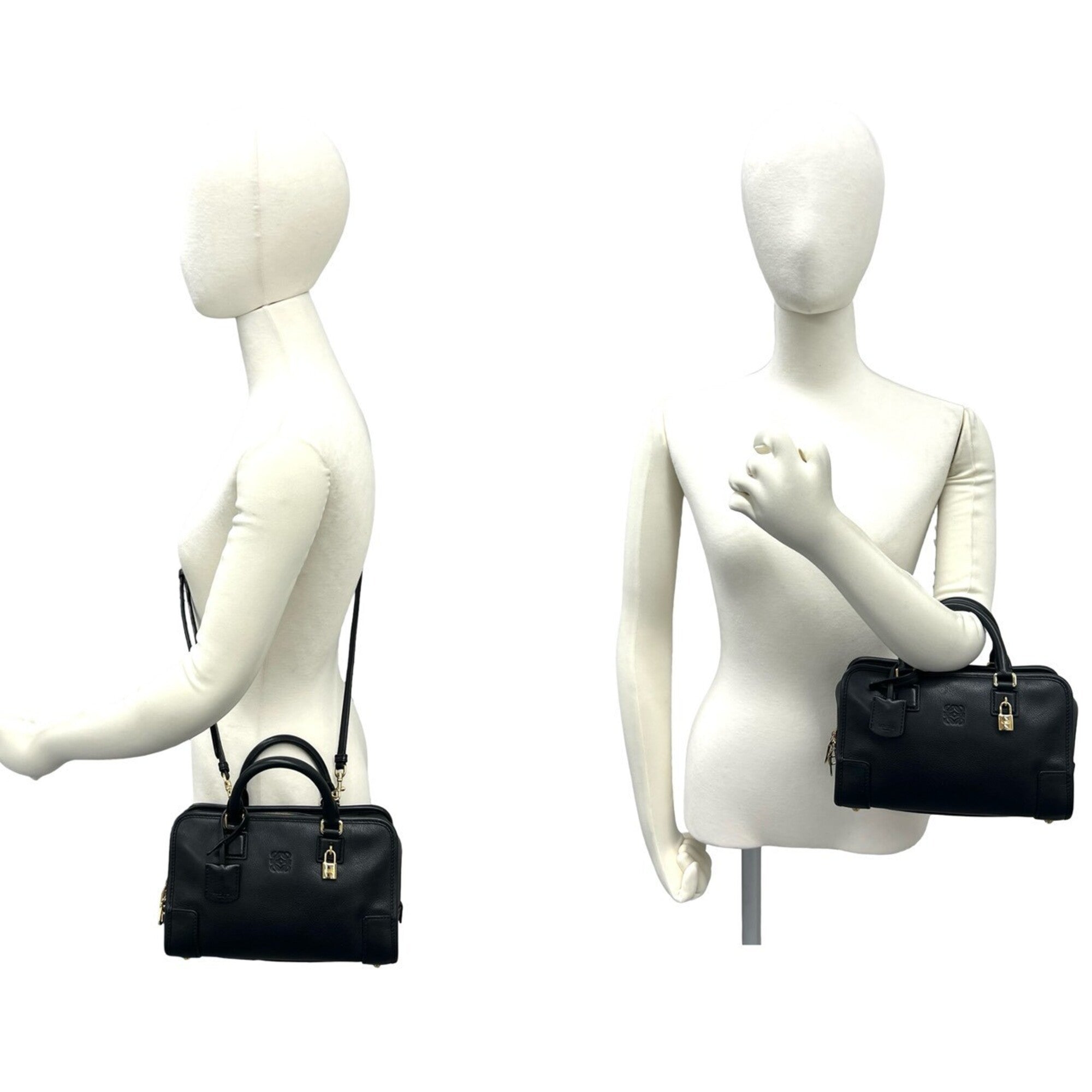 Loewe Black Leather Boston Bag Handbag Shoulder Bag (Pre-Owned)