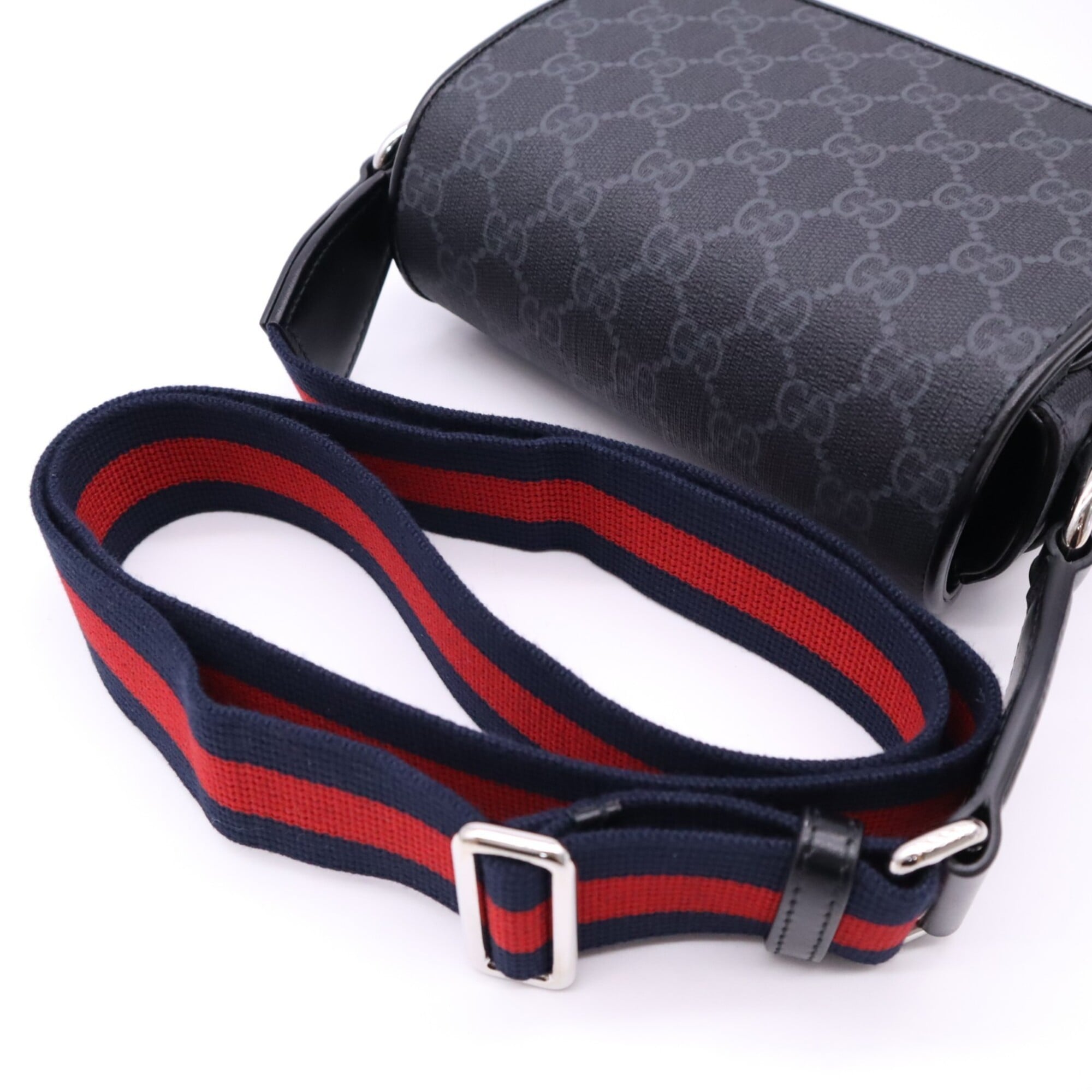 Gucci Black Gray Coated Canvas Leather Crossbody Bag Shoulder Bag (Pre-Owned)