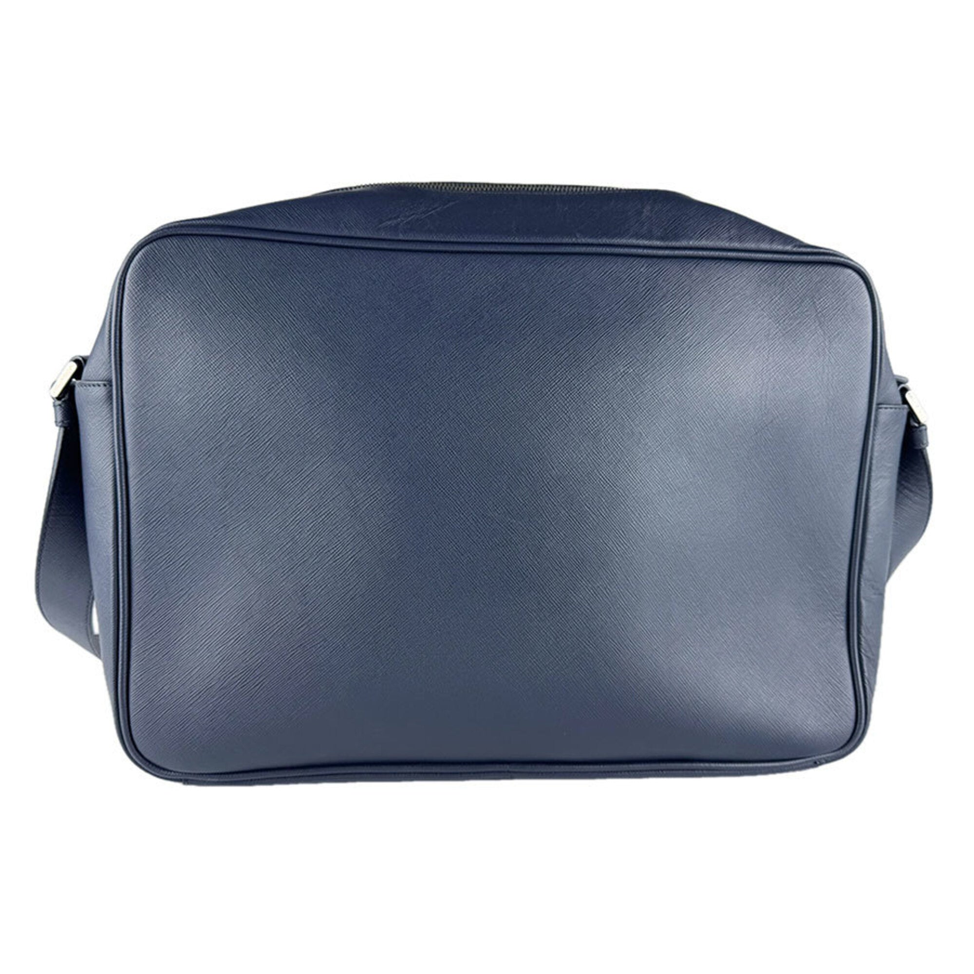 Prada Navy Leather Shoulder Bag (Pre-Owned)