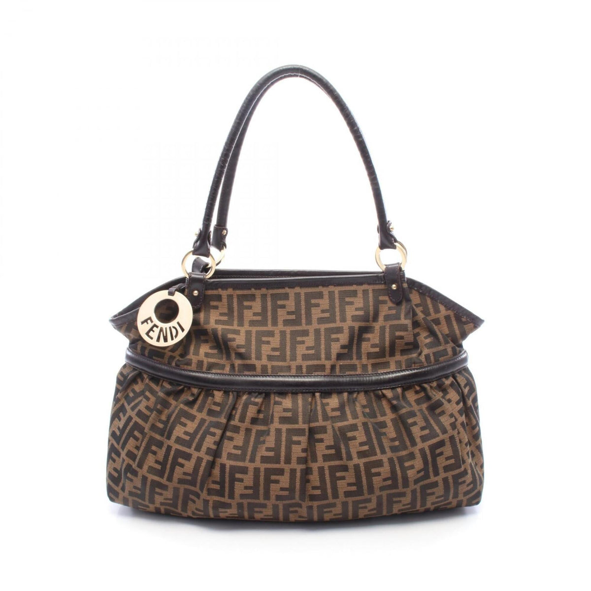 Fendi Brown Canvas Leather Handbag Shoulder Bag (Pre-Owned)