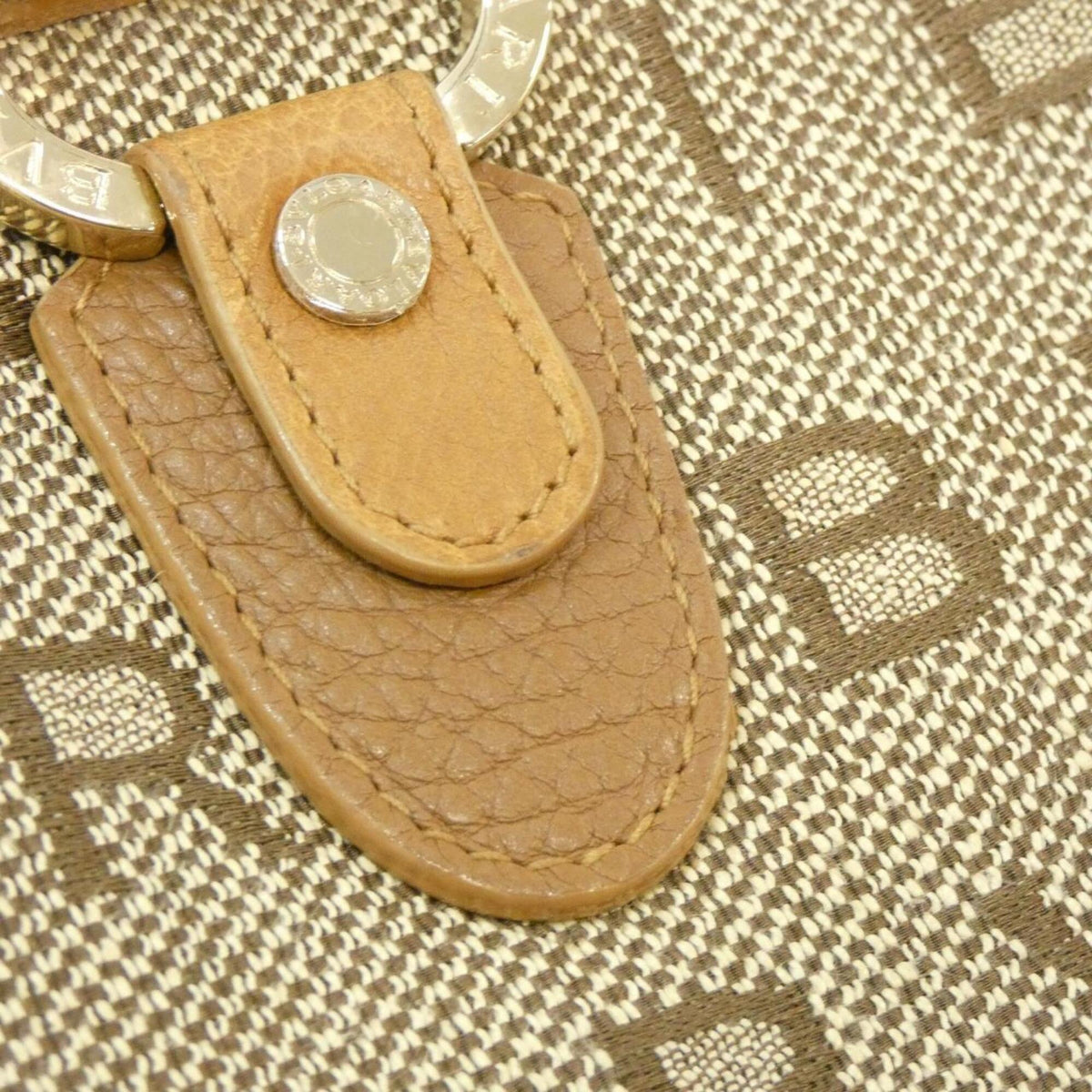 Bvlgari Beige Brown Canvas Handbag (Pre-Owned)