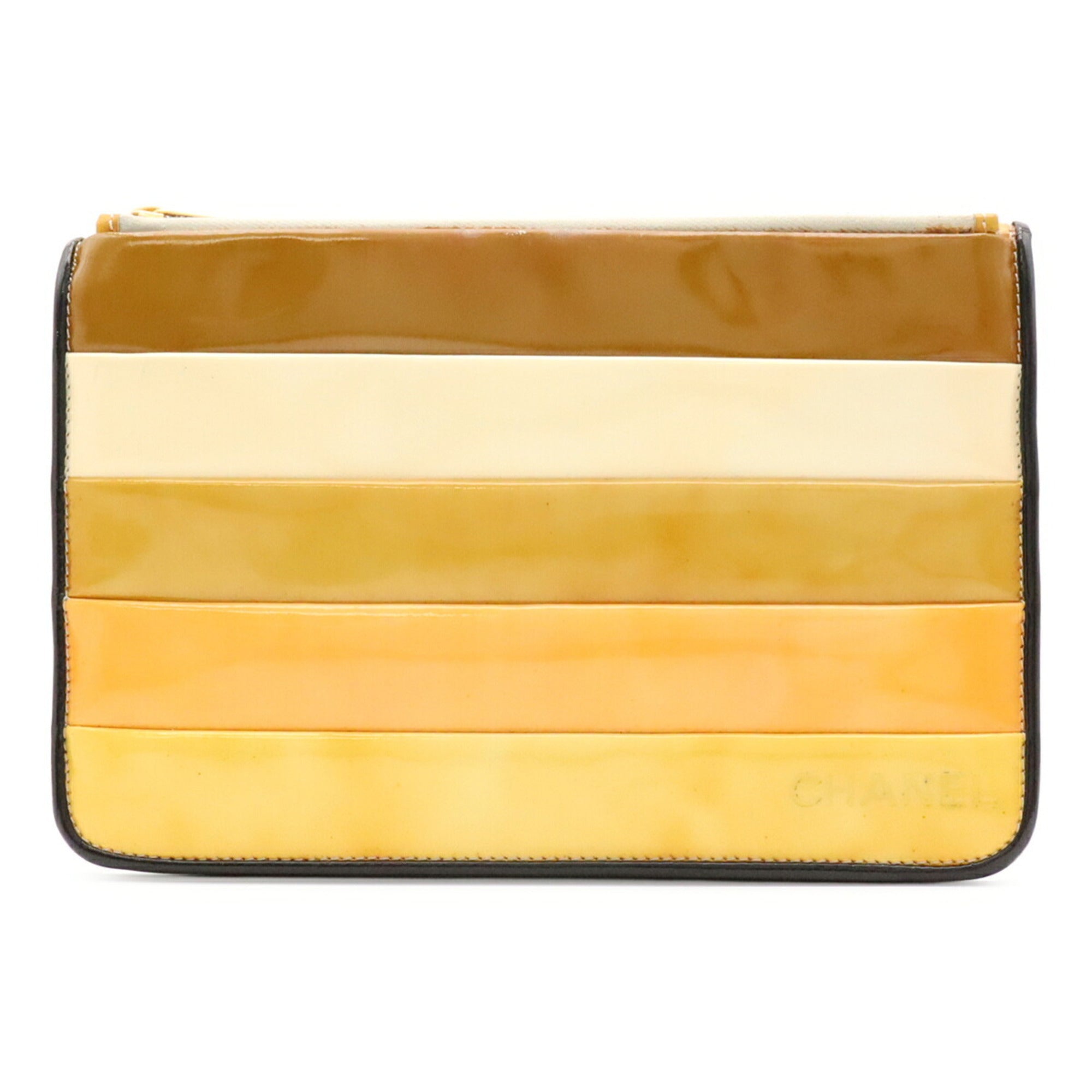 Chanel Black Multi-Color Yellow Patent Leather Clutch Bag (Pre-Owned)