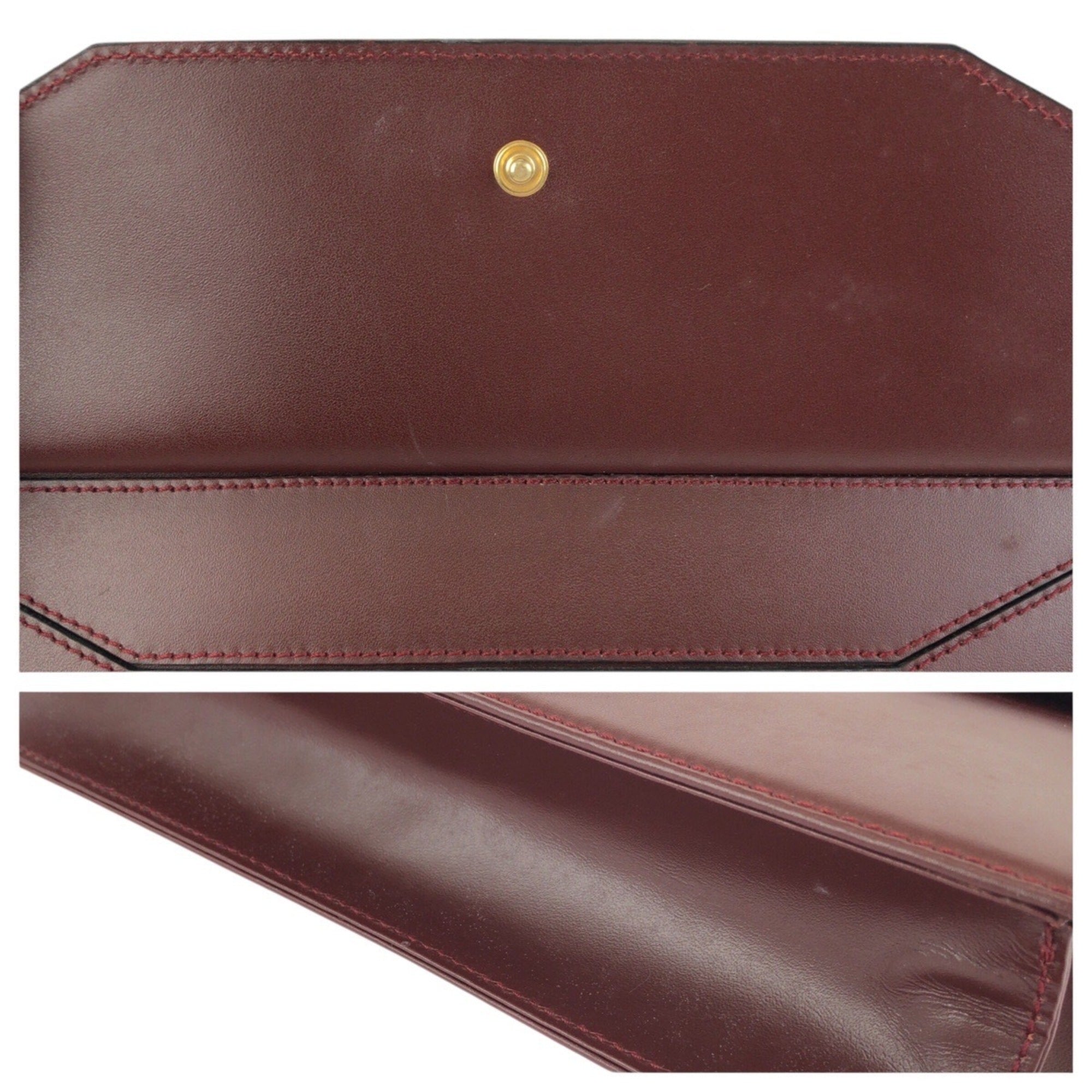 Cartier Bordeaux Wine Red Leather Clutch Bag (Pre-Owned)