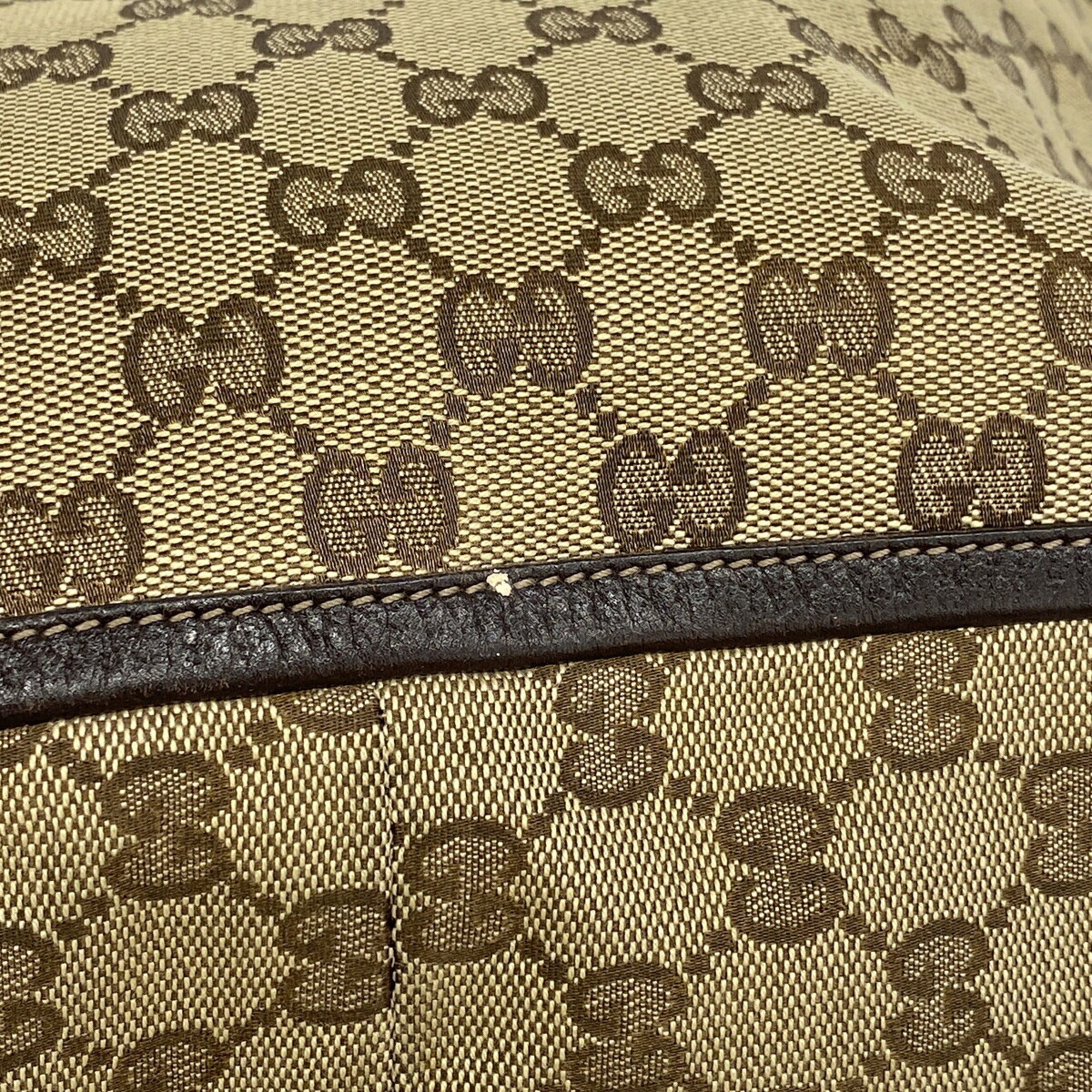 Gucci Beige Brown Canvas Tote Bag (Pre-Owned)