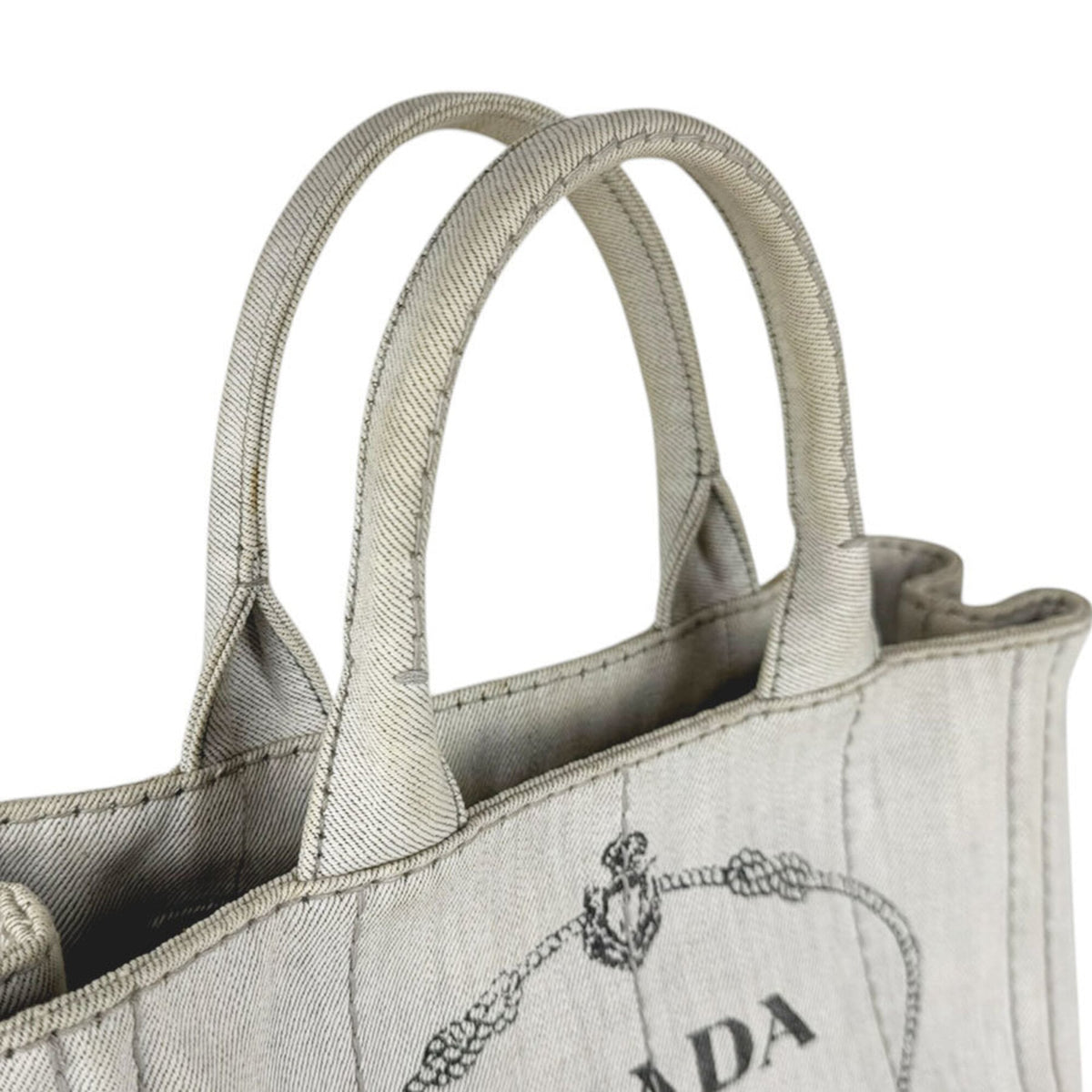 Prada Light Gray Canvas Handbag (Pre-Owned)