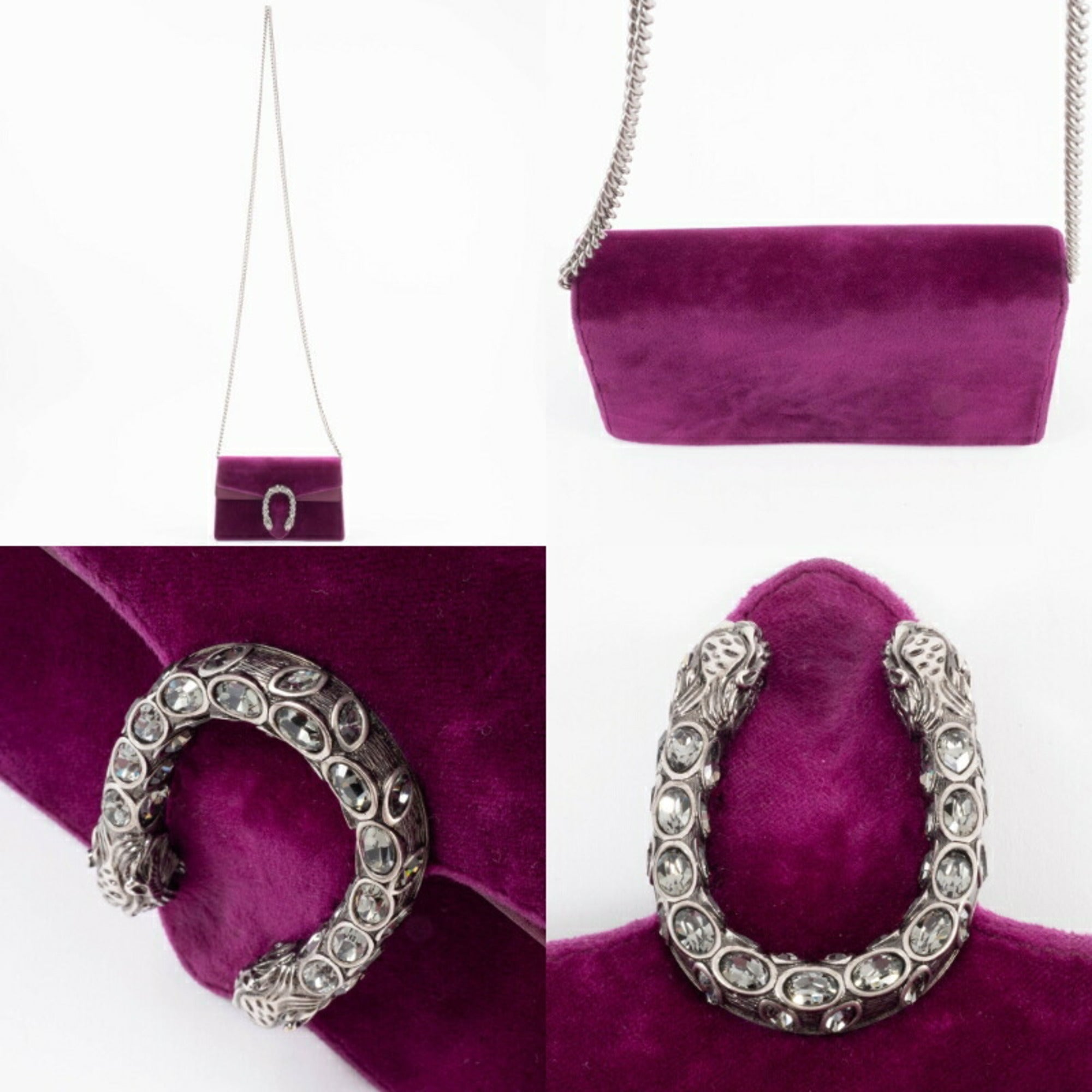 Gucci Purple Velvet Leather Shoulder Bag (Pre-Owned)