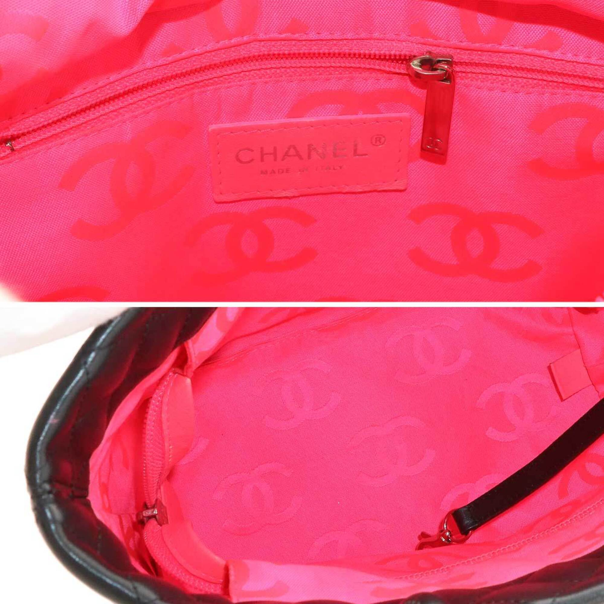 Chanel Black Leather Handbag Tote Bag (Pre-Owned)