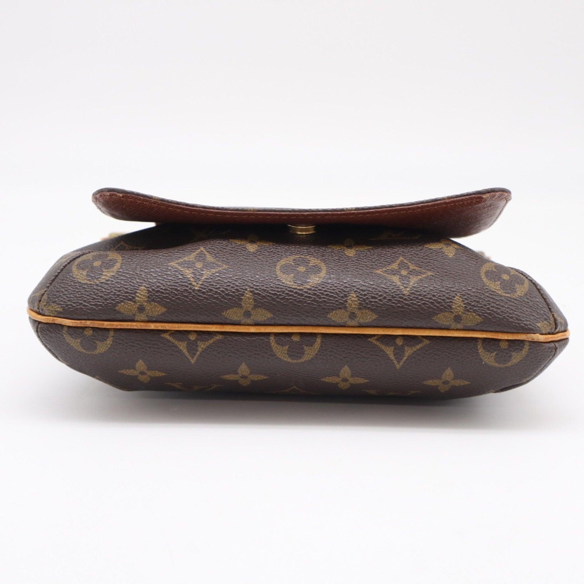 Louis Vuitton Beige Brown Coated Canvas Leather Shoulder Bag (Pre-Owned)