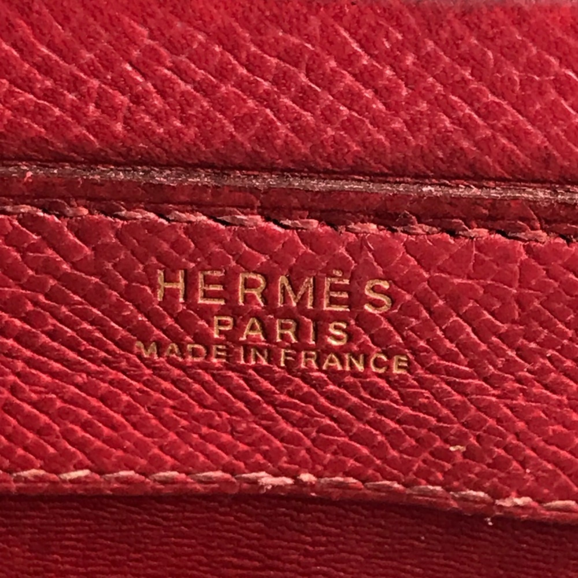 Hermes Red Color Courchevel Leather Shoulder Bag Tote Bag (Pre-Owned)