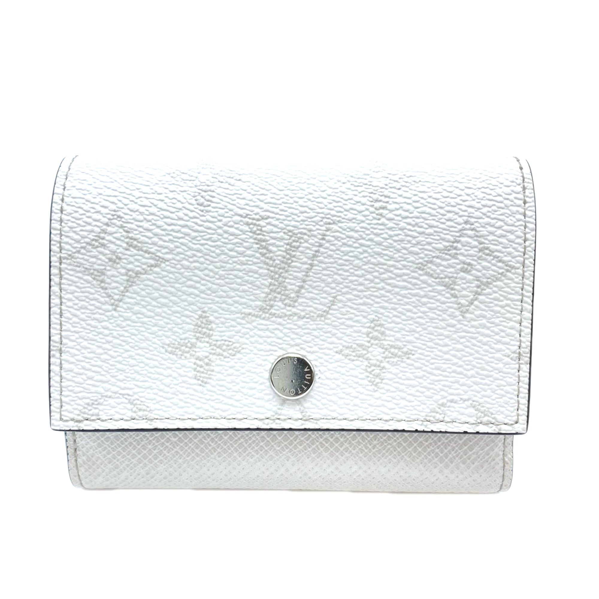 Louis Vuitton Taigarama Gray White Coated Canvas Leather Wallet (Tri-Fold) (Pre-Owned)