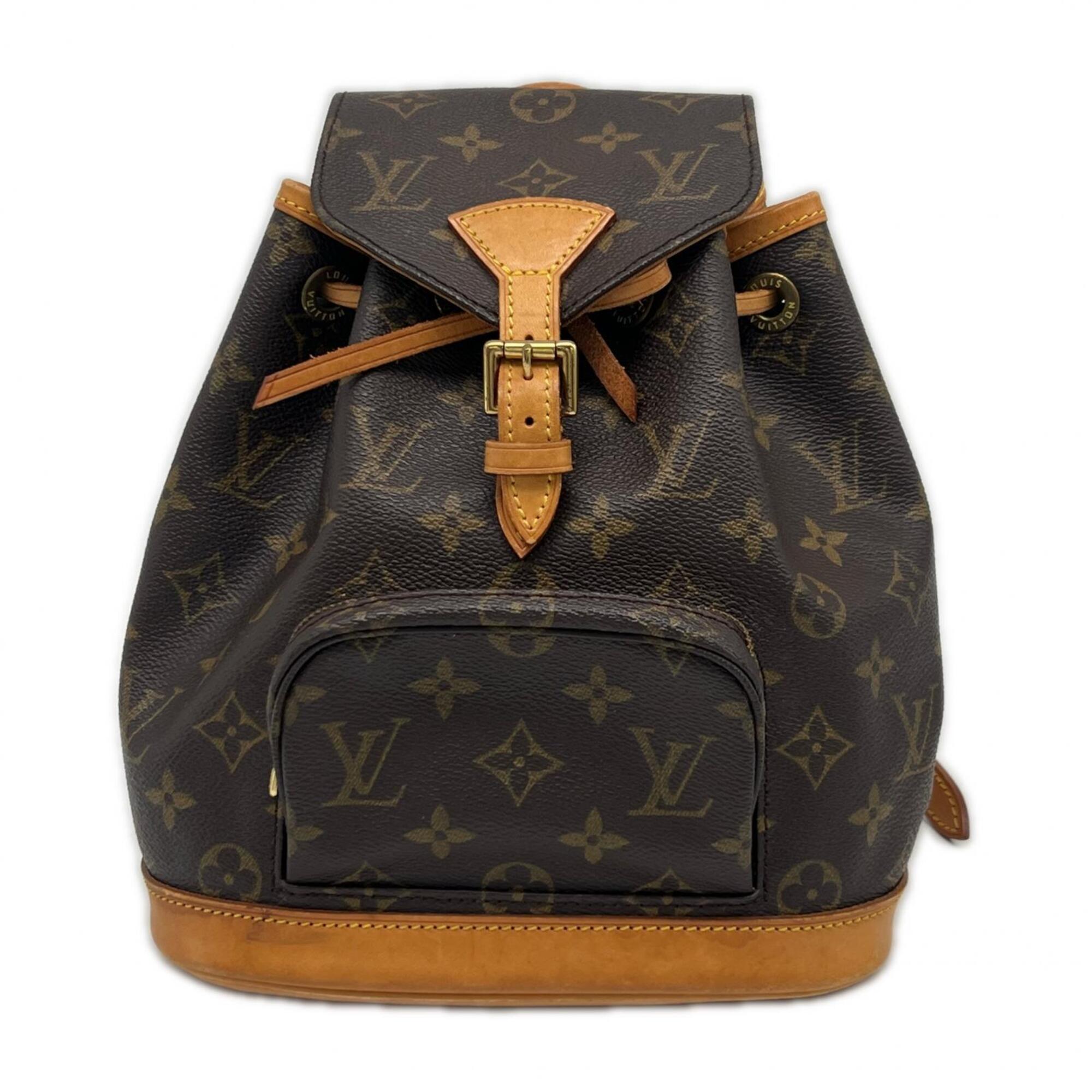 Louis Vuitton Beige Brown Coated Canvas Leather Backpack (Pre-Owned)